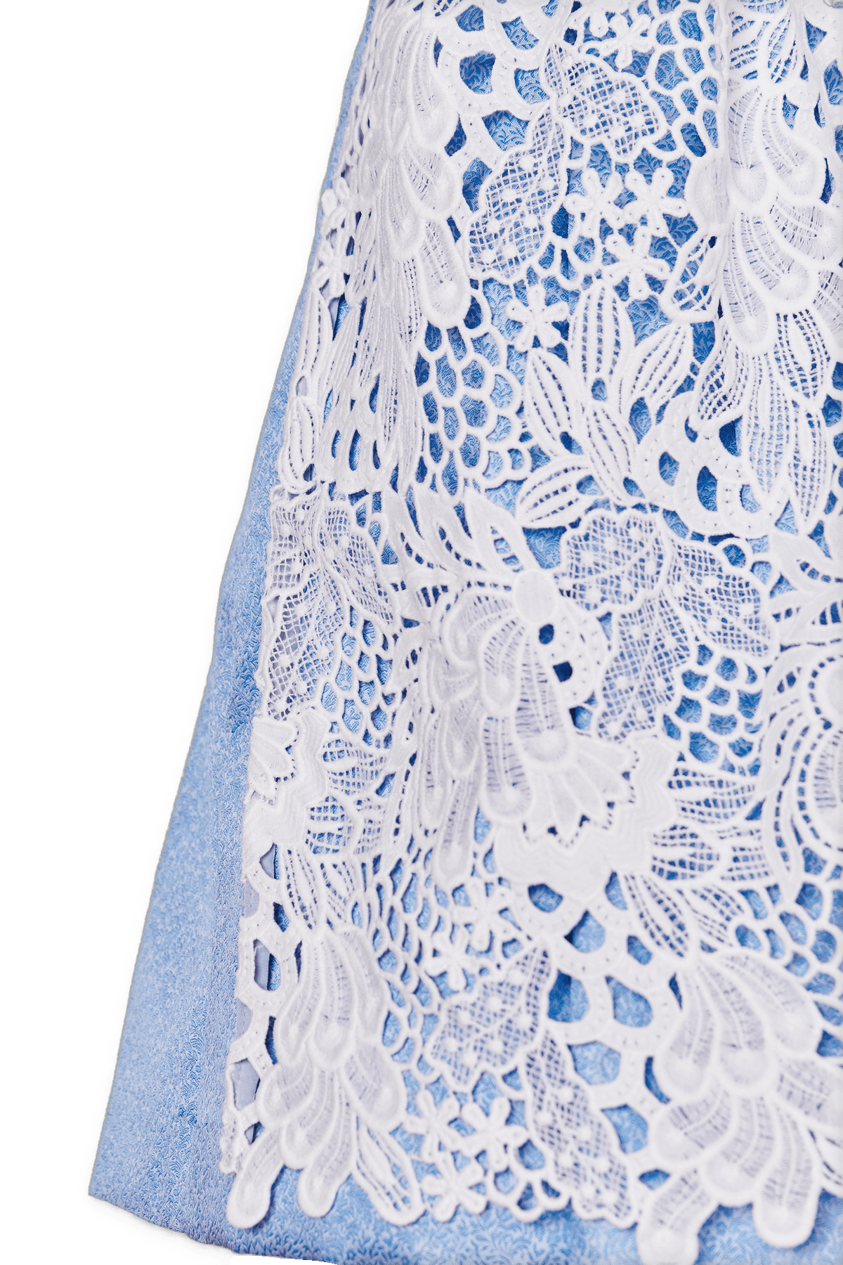 Dirndl Krüger Madl, Shania, blau weiß, 60 cm, Midi Dirndl Krüger