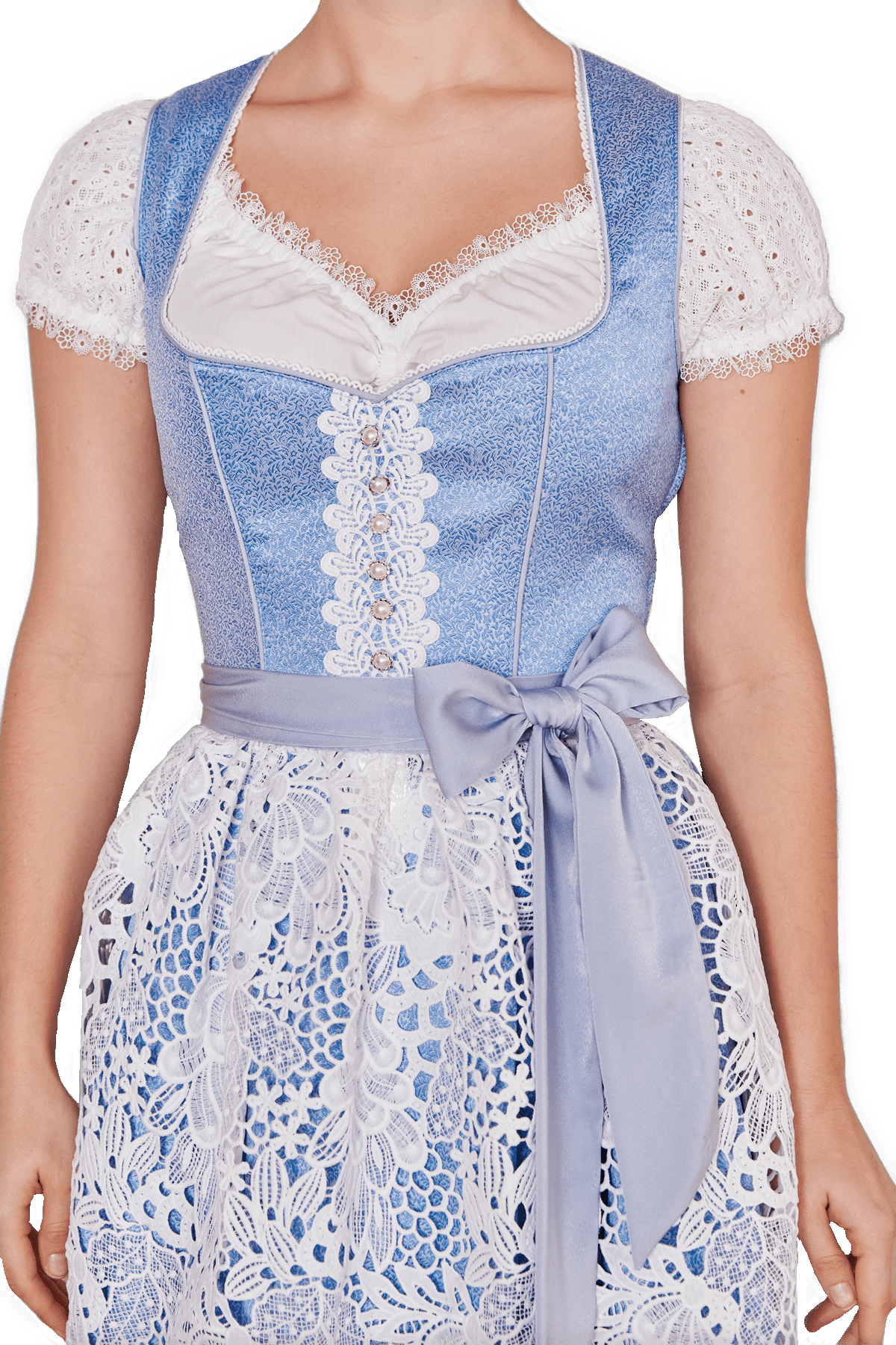 Dirndl Krüger Madl, Shania, blau weiß, 60 cm, Midi Dirndl Krüger