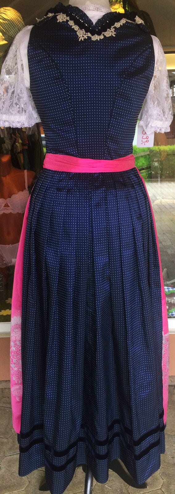 Dirndl Krüger Manufaktur, Maxi 85 cm, blau, pink, Gr. 34 Dirndl Krüger