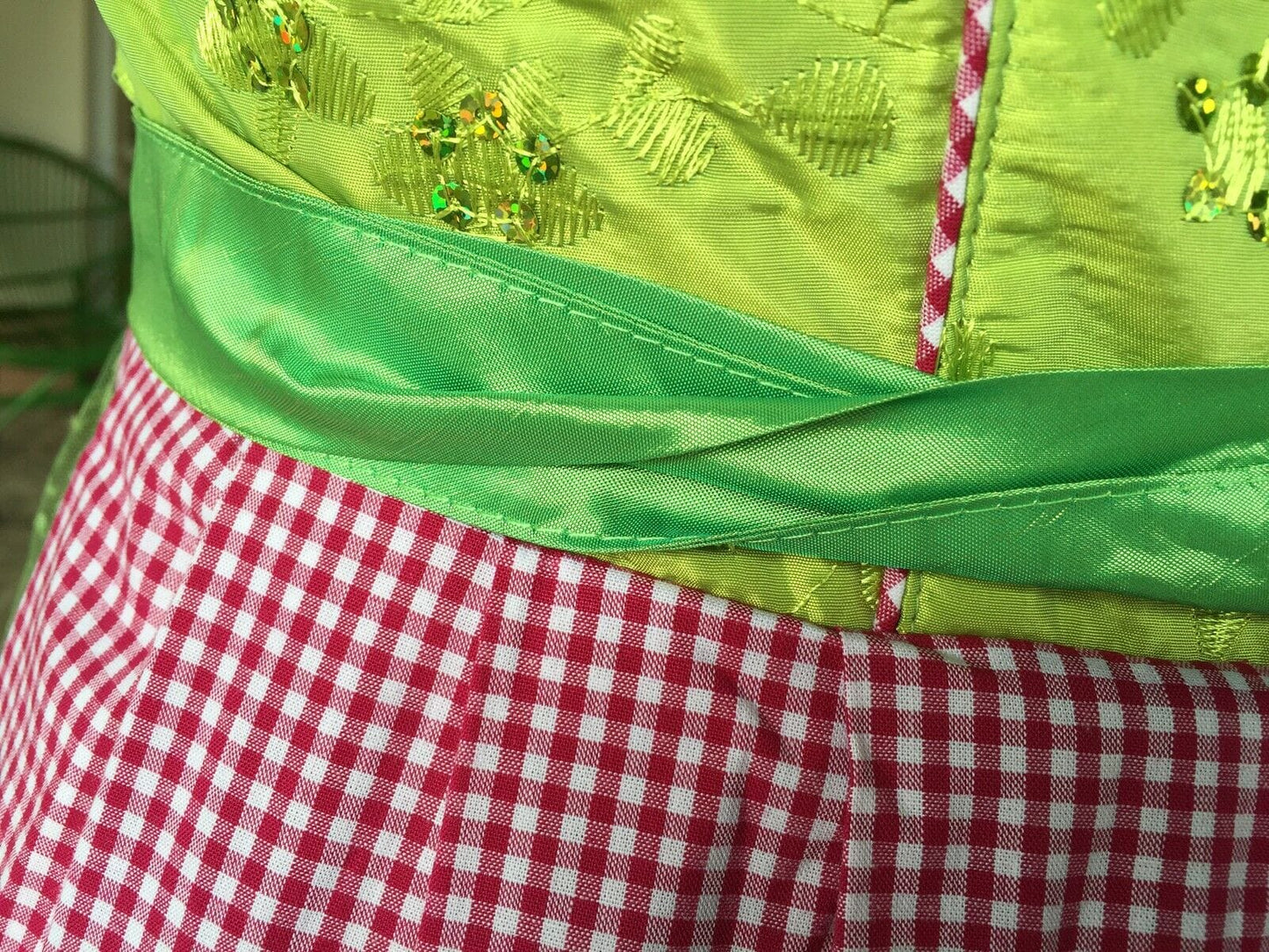 Dirndl Marjo, Gitta, apfel, rot, grün, Spitze, Midi 55 cm Dirndl Marjo