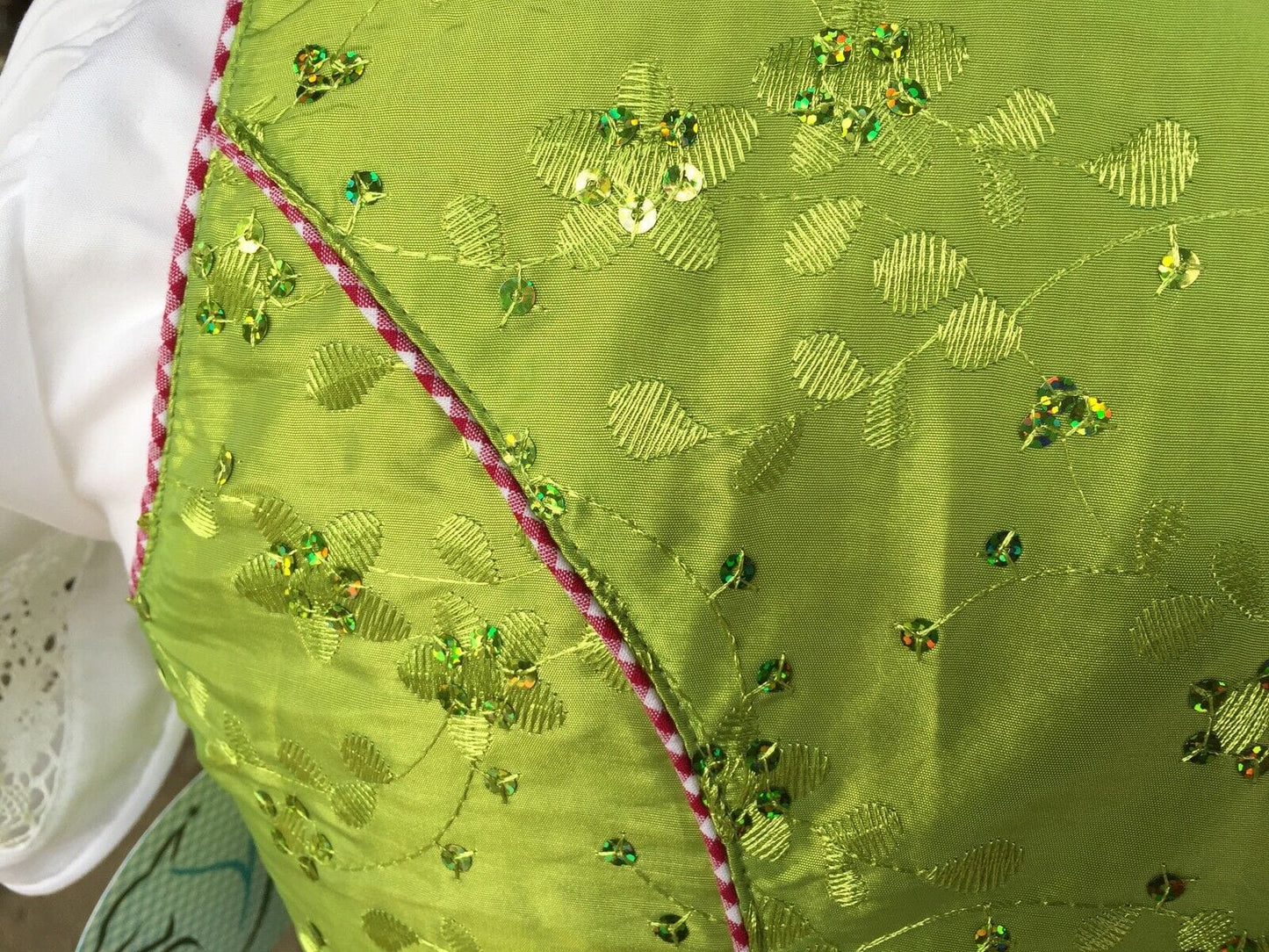 Dirndl Marjo, Gitta, apfel, rot, grün, Spitze, Midi 55 cm Dirndl Marjo