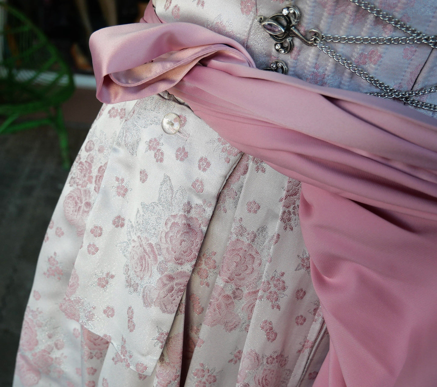 Dirndl Melega, Amidala, Brautdirndl, weiß, rosa, Spitze, Maxi 80 cm, Gr. 34 Dirndl Melega