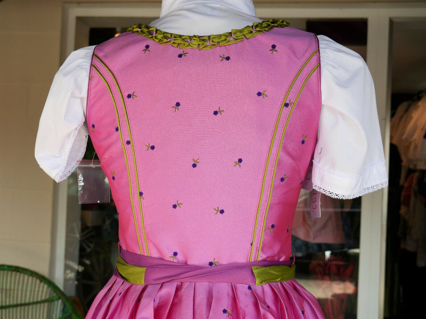 Dirndl Melega, Pink rosa, grün, Midi 60 cm, Gr. 36 Dirndl Melega