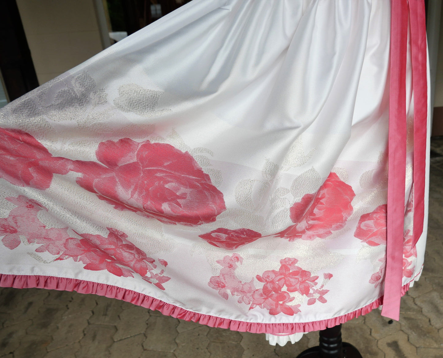 Dirndl Rose, Brautdirndl, weiß, rosa, pink Midi 60 cm Dirndl Rose