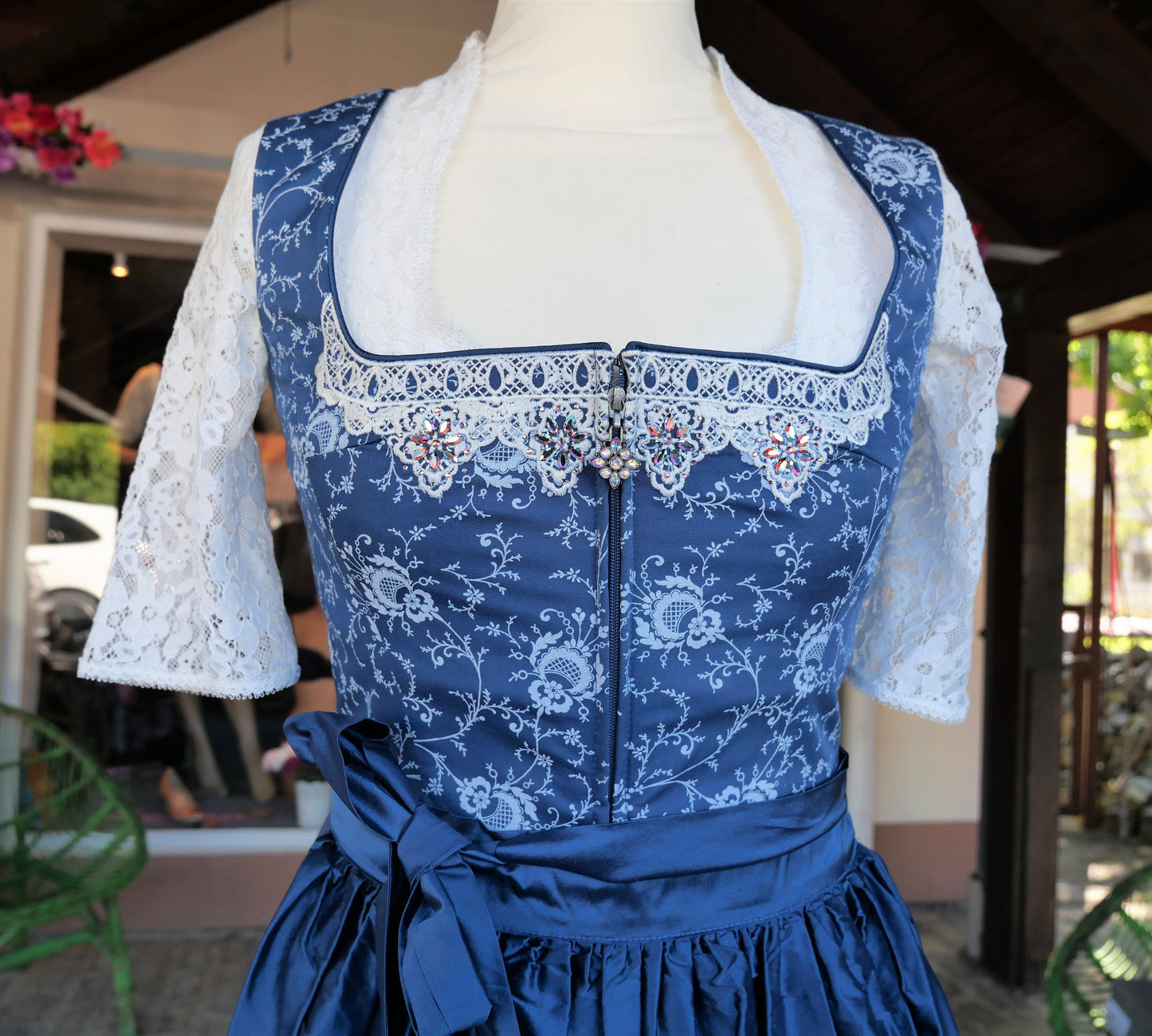 Dirndl Sportalm, Mattersburg, blau, Seide, Midi 70 cm, Gr. 34 Dirndl Sportalm