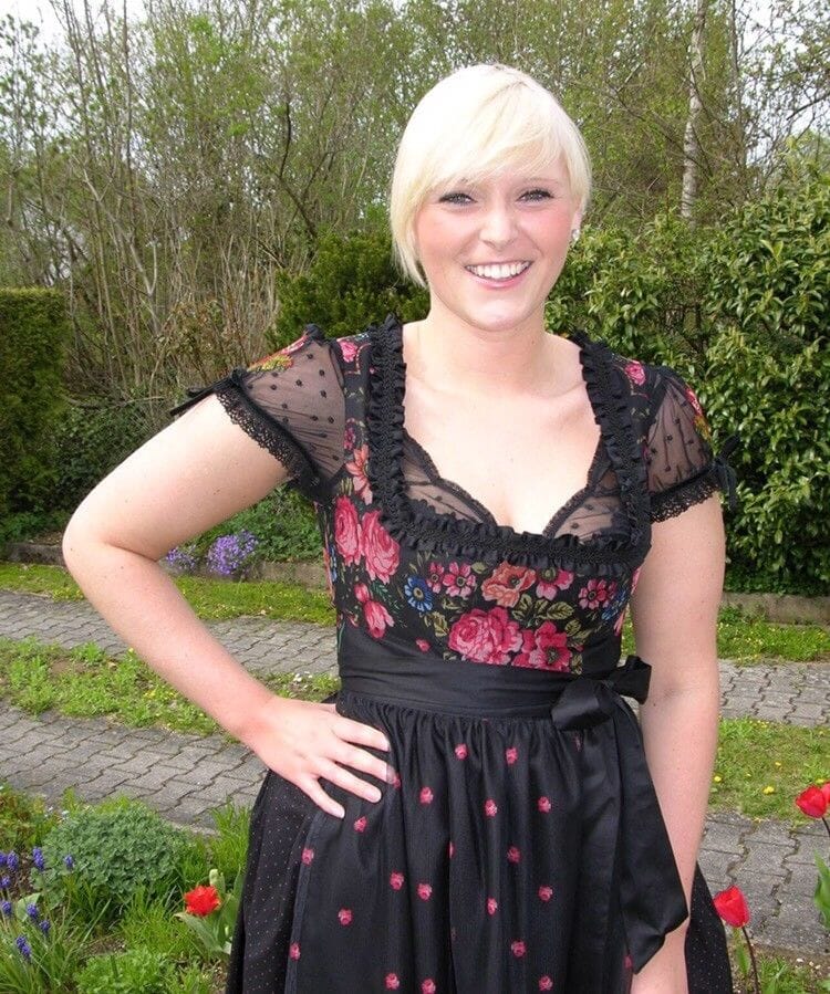 Dirndl Sportalm, St. Anton, schwarz, geblümt, Midi 70 cm Dirndl Sportalm