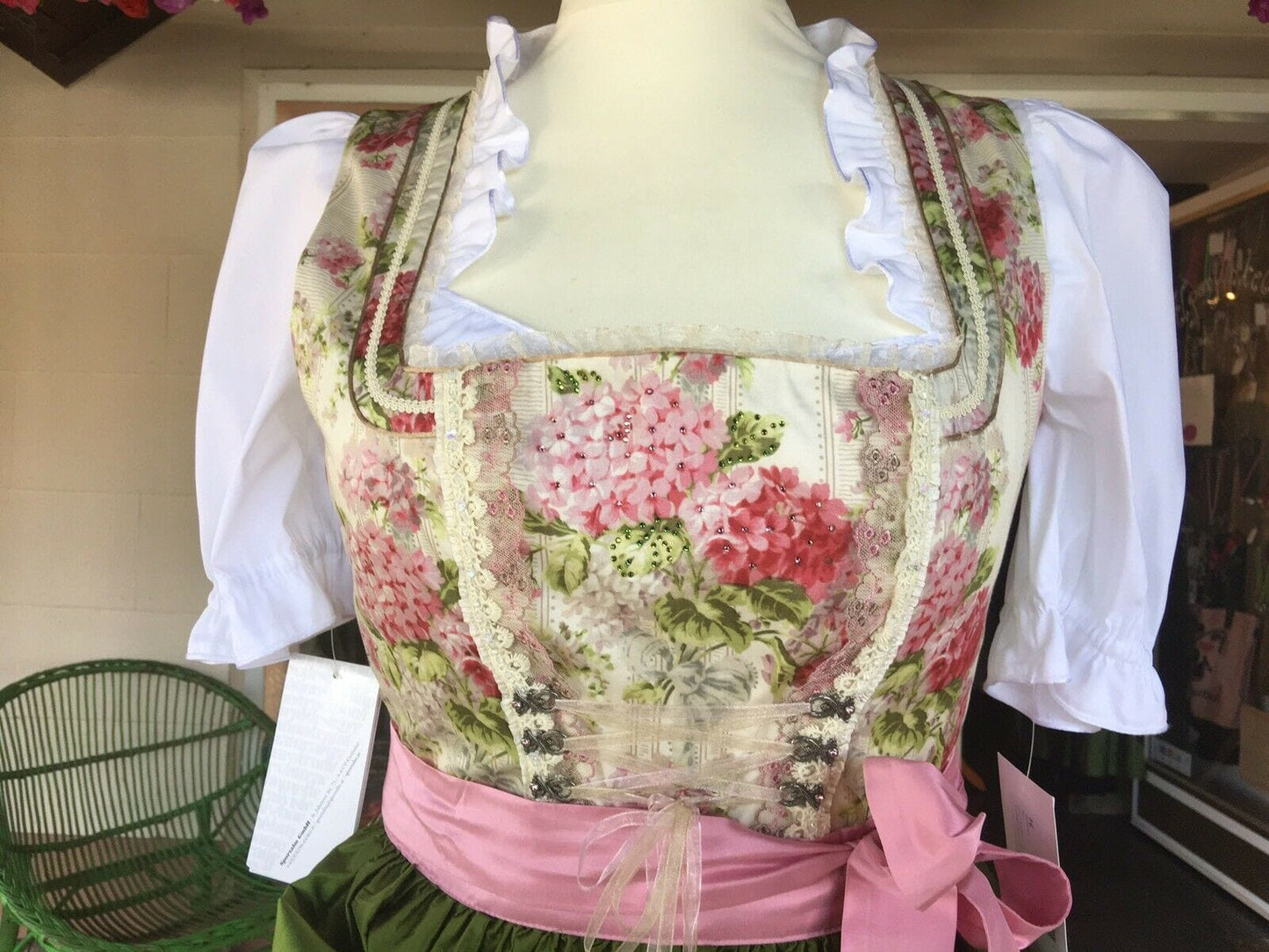 Dirndl Sportalm, Urfahr, rosa, geblümt, Midi 70 cm Dirndl Sportalm