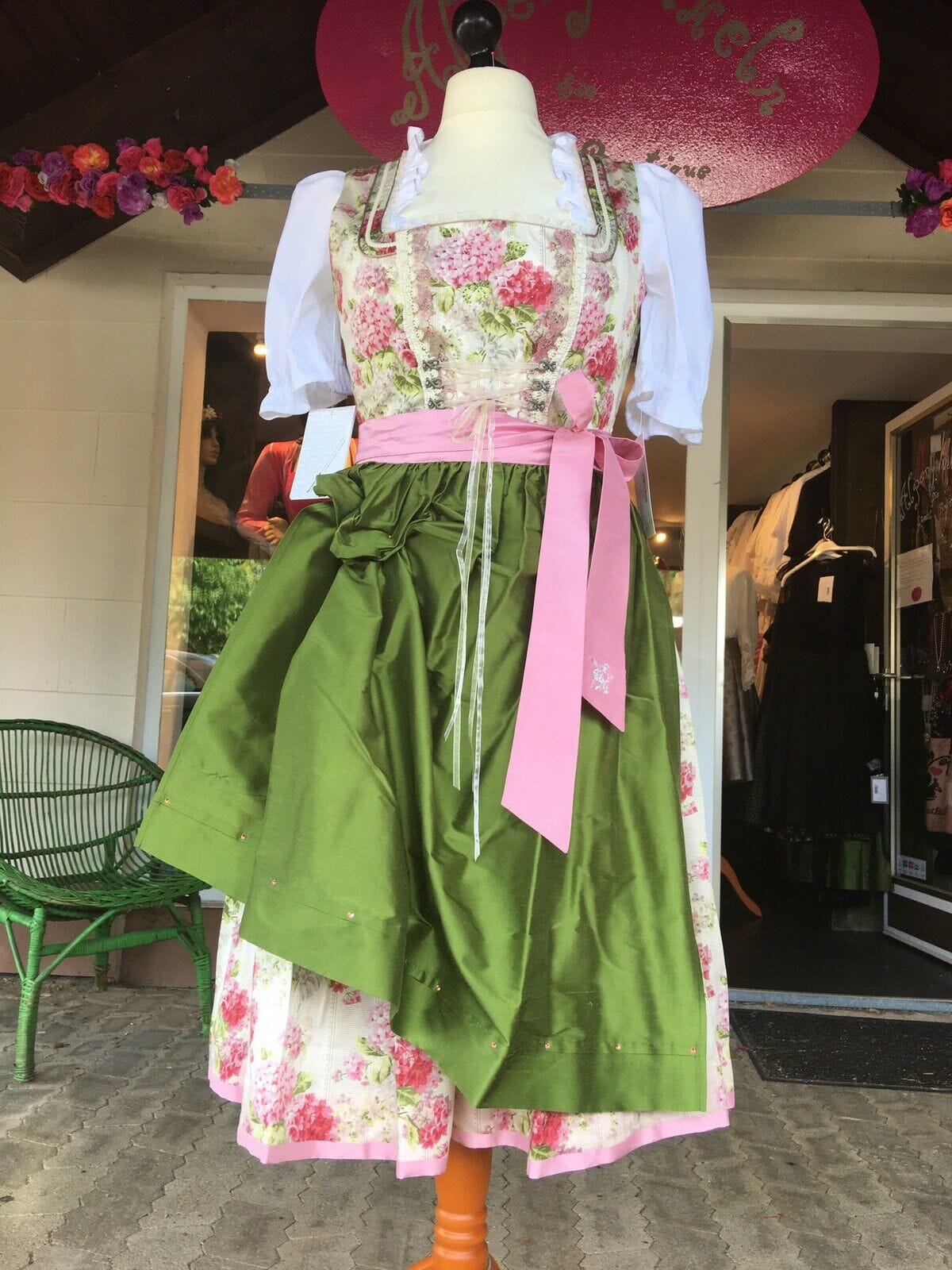 Dirndl Sportalm, Urfahr, rosa, geblümt, Midi 70 cm Dirndl Sportalm