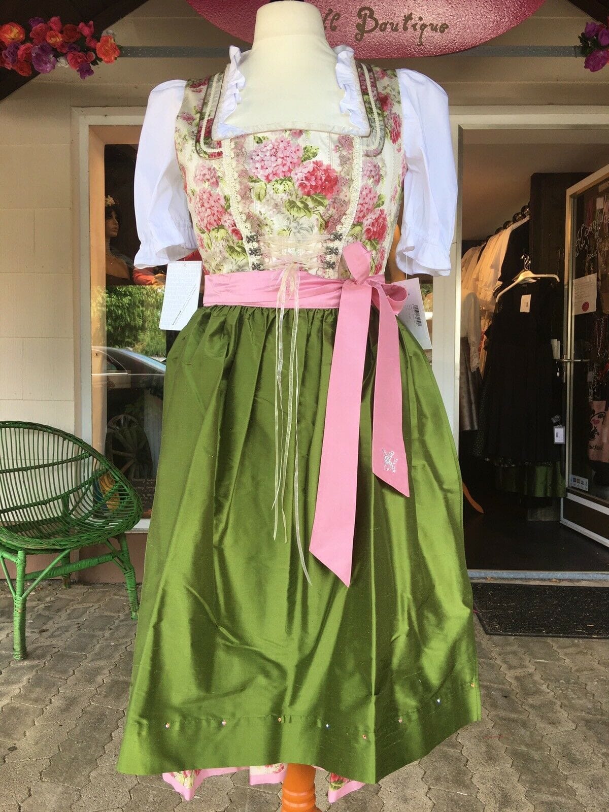 Dirndl Sportalm, Urfahr, rosa, geblümt, Midi 70 cm Dirndl Sportalm