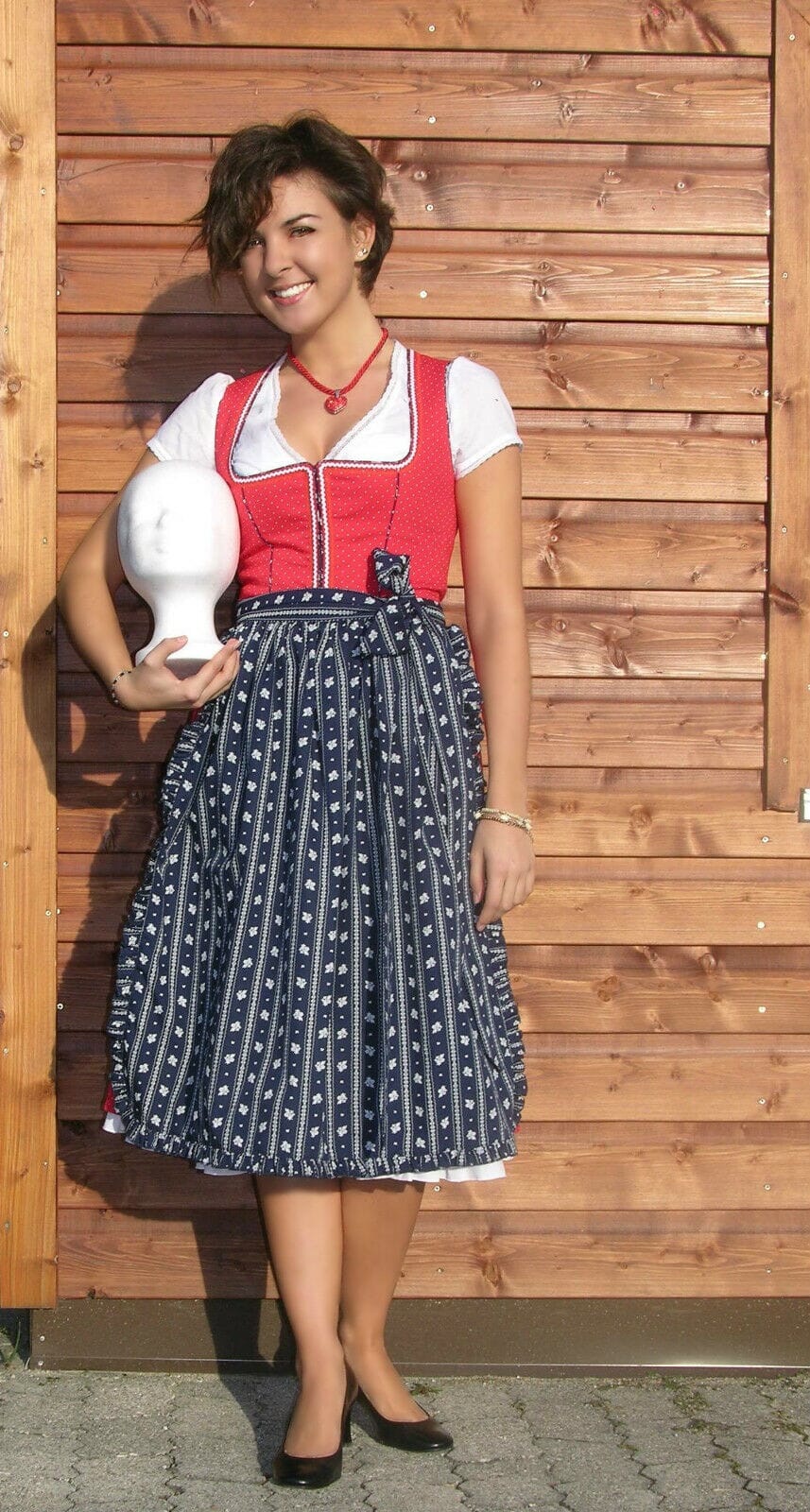 Dirndl Trentini, Palina, rot blau, Midi 70 cm, Waschdirndl Dirndl Julia Trentini