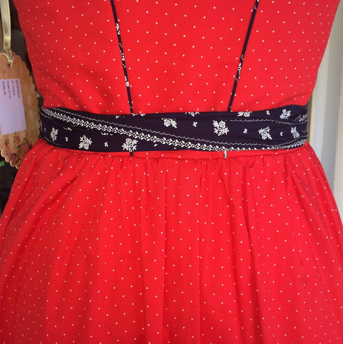 Dirndl Trentini, Palina, rot blau, Midi 70 cm, Waschdirndl Dirndl Julia Trentini