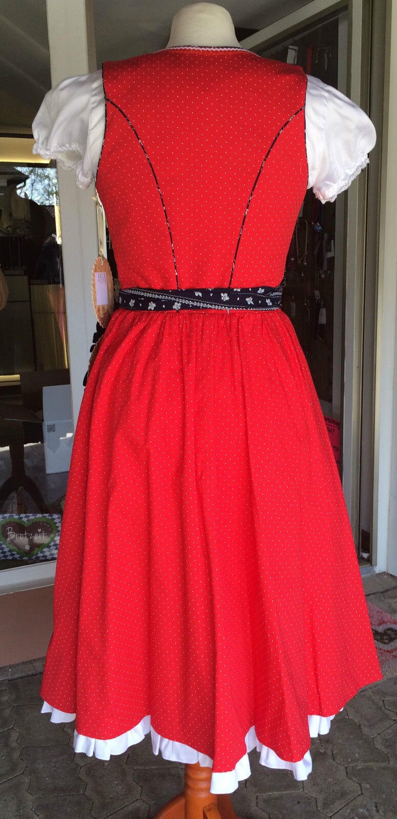Dirndl Trentini, Palina, rot blau, Midi 70 cm, Waschdirndl Dirndl Julia Trentini