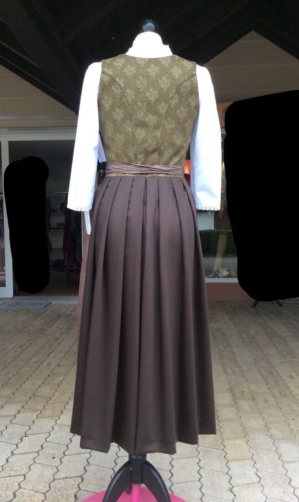 Dirndl Wenger Daria, Winterdirndl, khaki, Maxi Dirndl Wenger