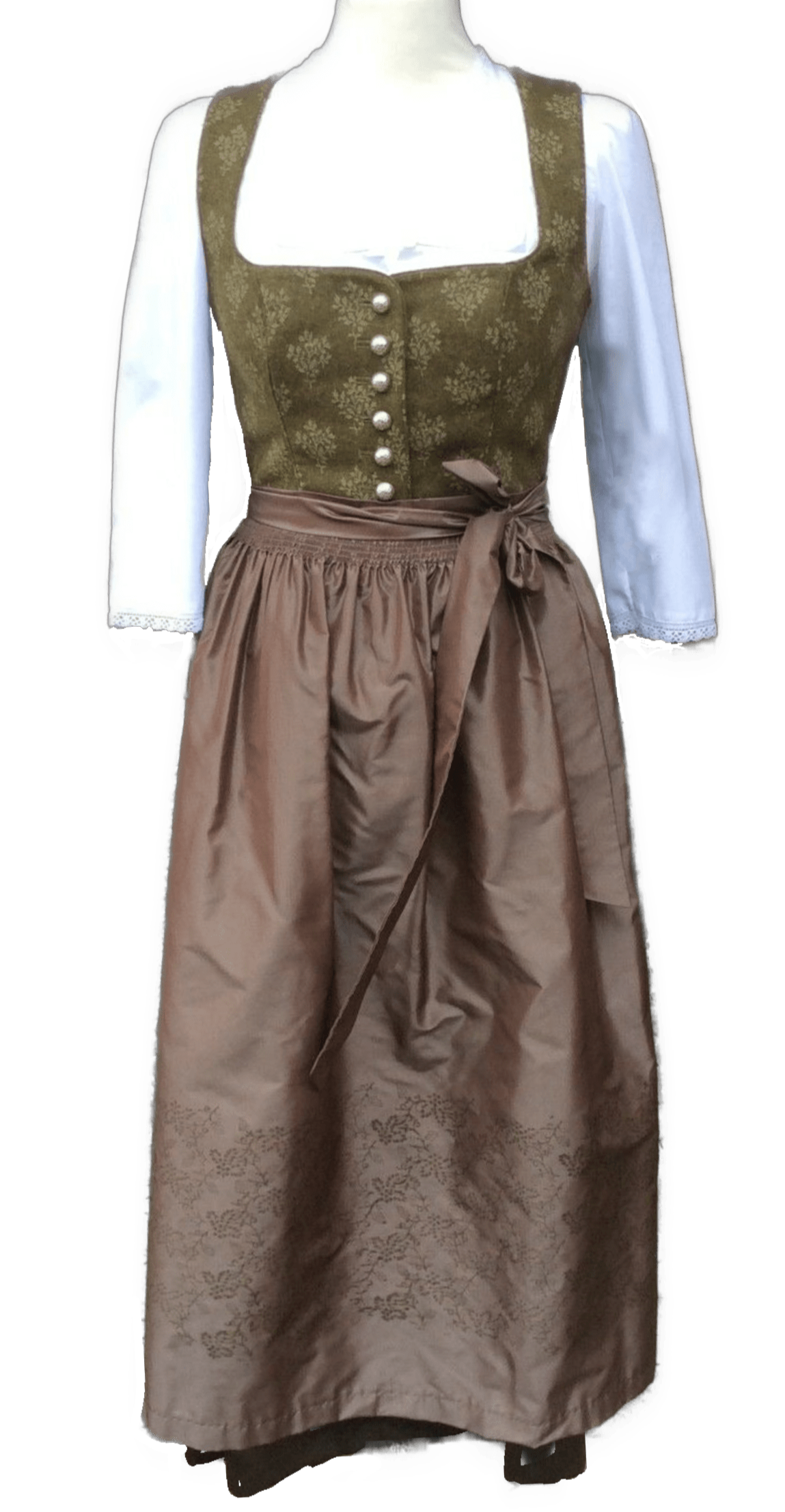 Dirndl Wenger Daria, Winterdirndl, khaki, Maxi Dirndl Wenger