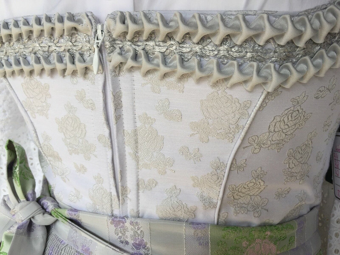 Dirndl Wenger weiß, silber, Brautdirndl, Maxi, 80 cm Dirndl Wenger