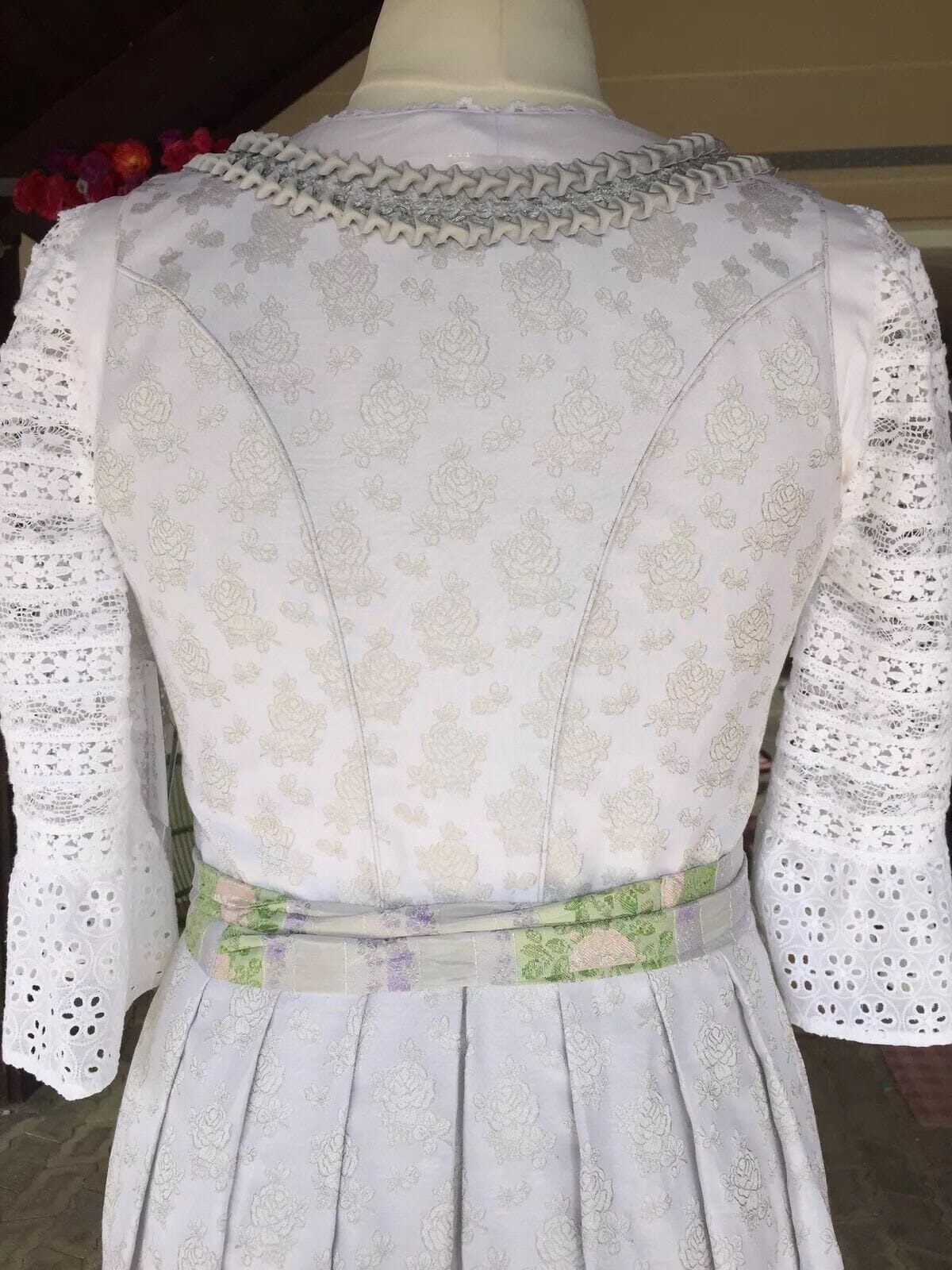 Dirndl Wenger weiß, silber, Brautdirndl, Maxi, 80 cm Dirndl Wenger