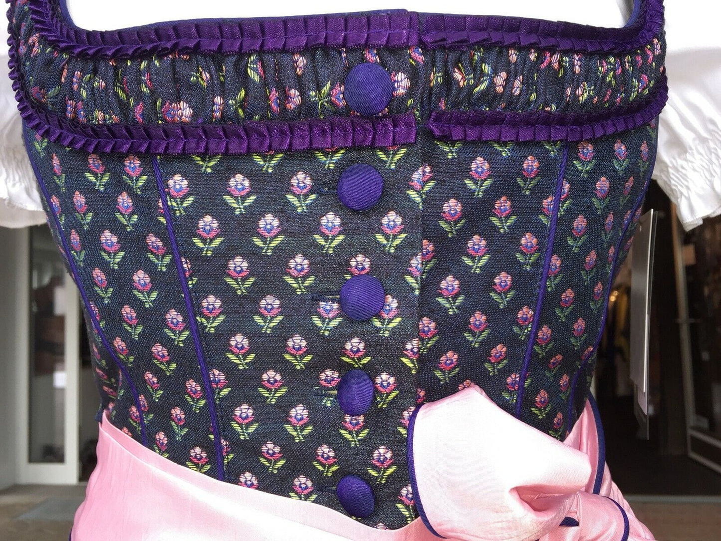Dirndl Wiesnkönig, Thilda, blau, lila, rosa, Midi 60 cm Dirndl Wiesnkönig
