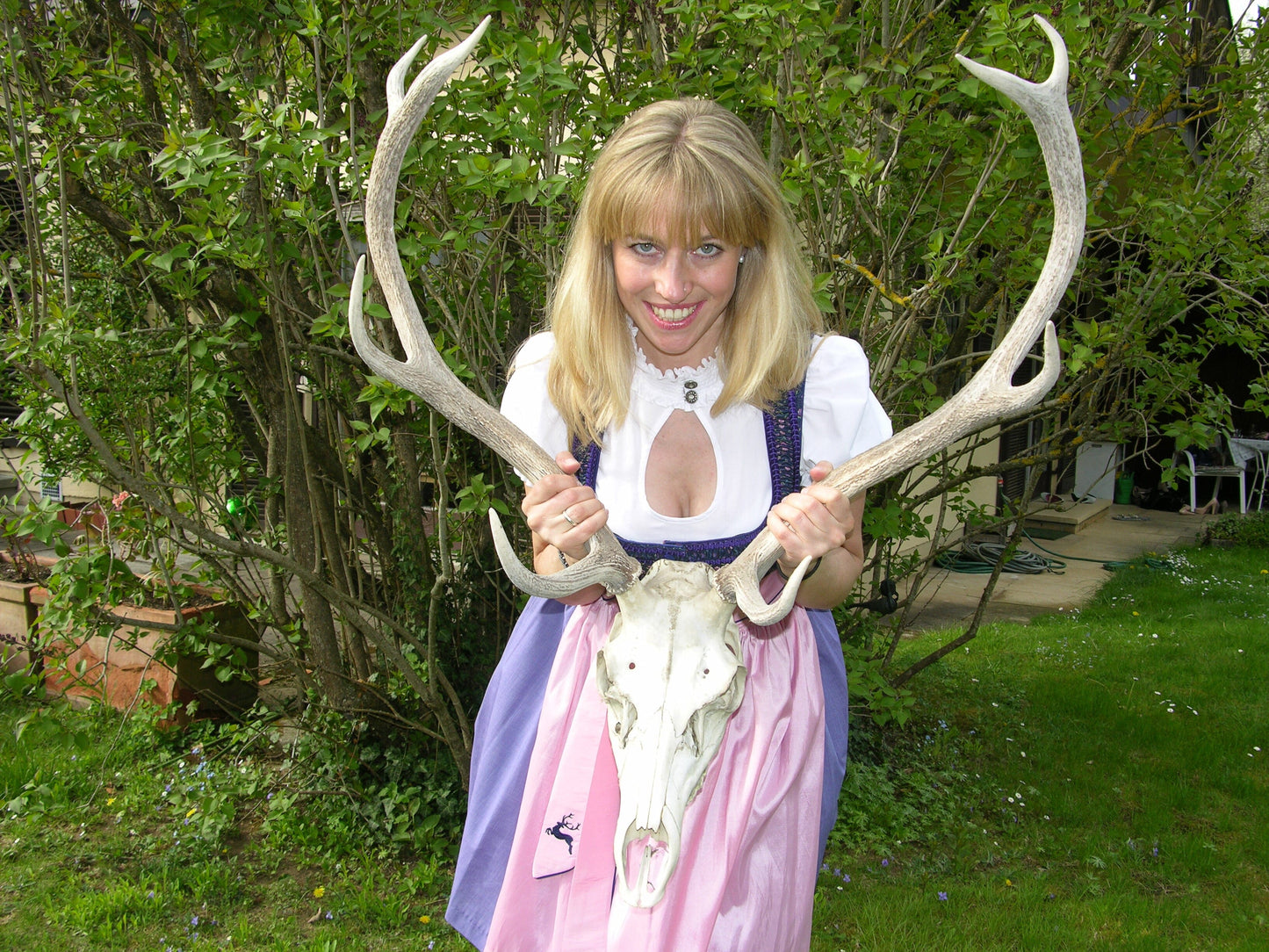 Dirndl Wiesnkönig, Thilda, blau, lila, rosa, Midi 60 cm Dirndl Wiesnkönig