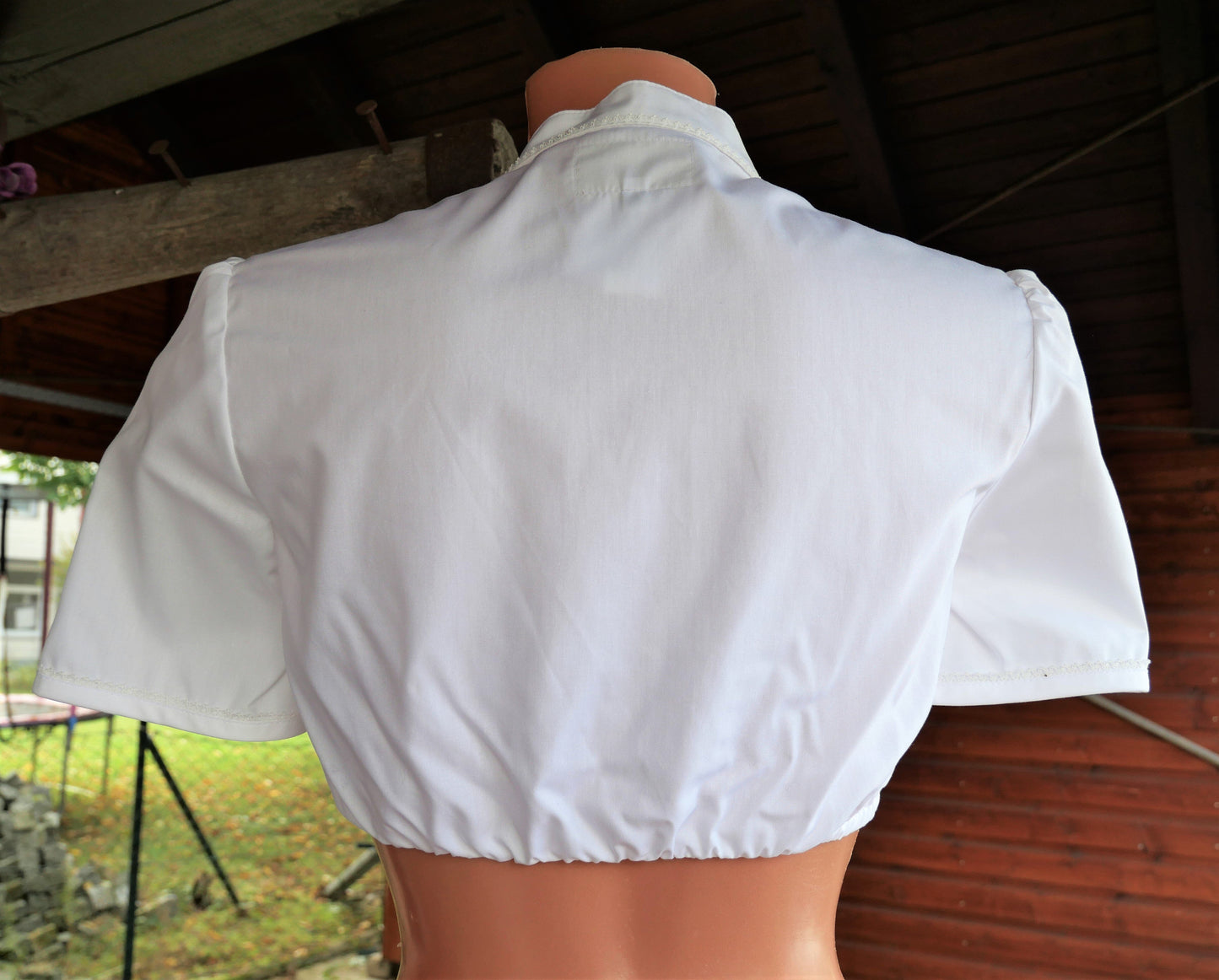 Dirndlbluse CocoVero, Bella, Stehkragen, V-Ausschnitt, weiß Dirndlblusen CocoVero