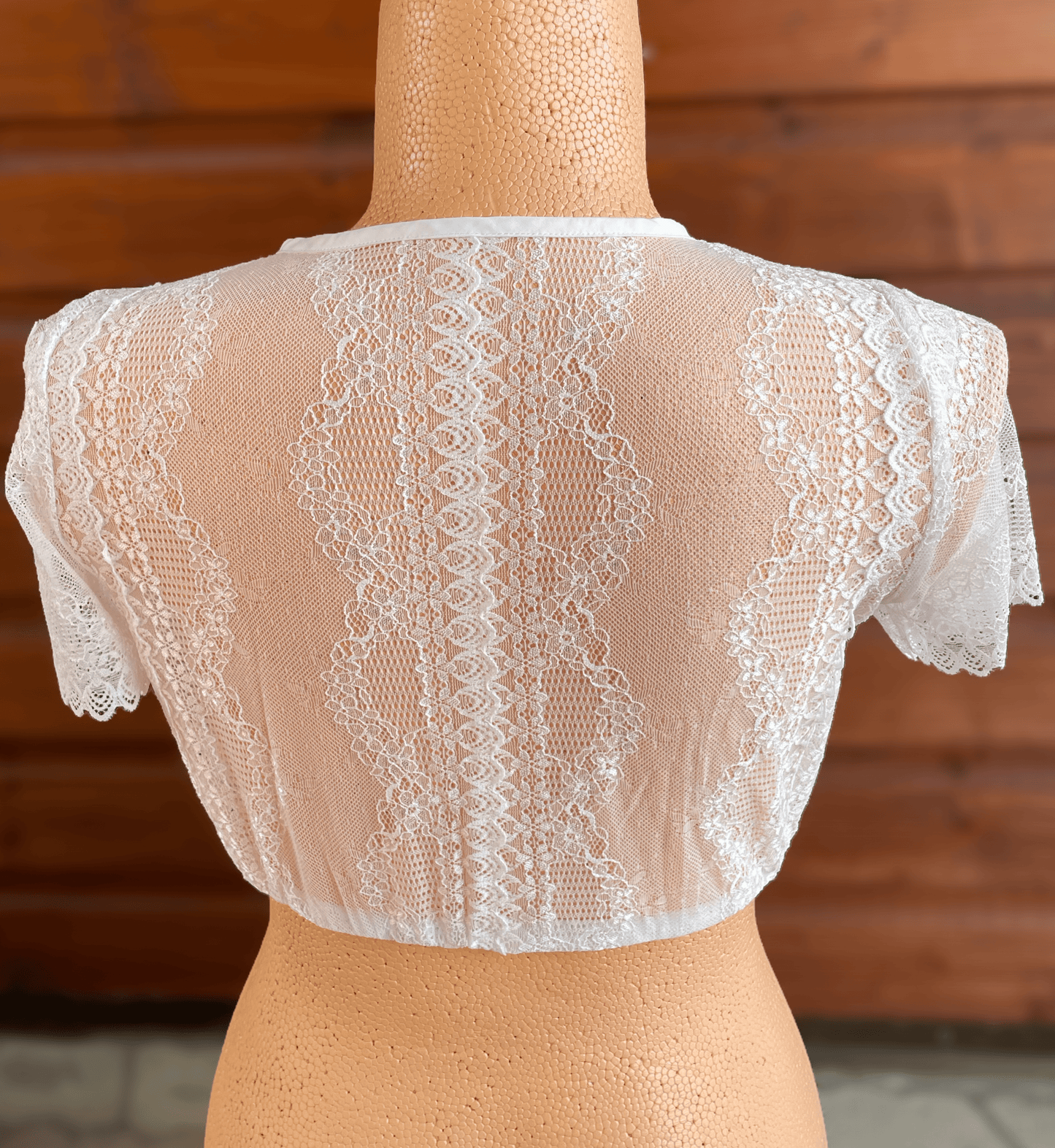 Dirndlbluse Fuchs, Spitze, Stretch, creme, hochgeschlossen Dirndlblusen Fuchs