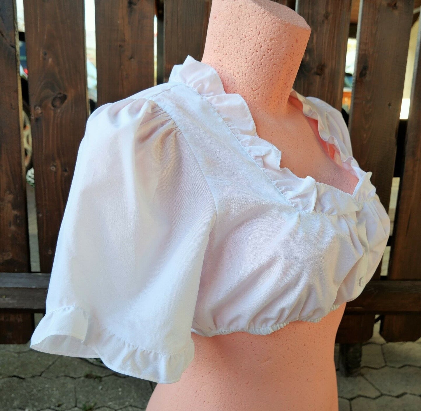 Dirndlbluse, Hess, weiß, halbarm, Knöpfe, eckiger Ausschnitt, Gr. 46 Dirndlblusen Hess