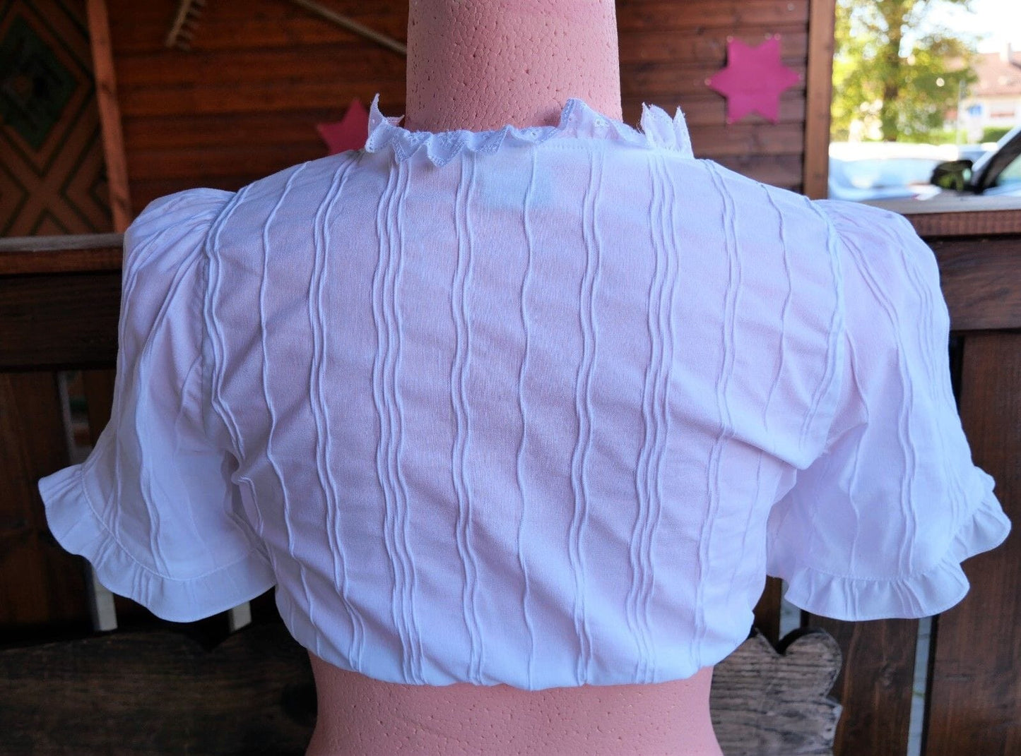 Dirndlbluse, Hess, weiß, halbarm, Stretch, Gr. 38/40, gestreift Dirndlblusen Hess