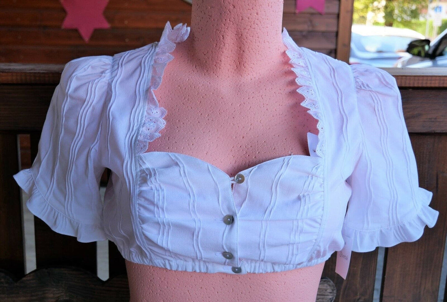 Dirndlbluse, Hess, weiß, halbarm, Stretch, Gr. 38/40, gestreift Dirndlblusen Hess