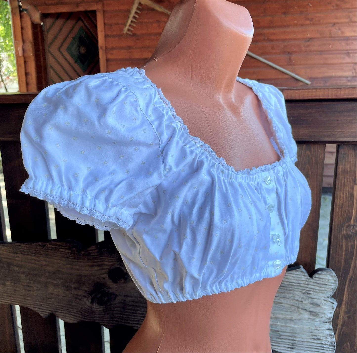 Dirndlbluse Julia Trentini, Lieselotte, weiß, Knöpfe, beige Dirndlblusen Julia Trentini