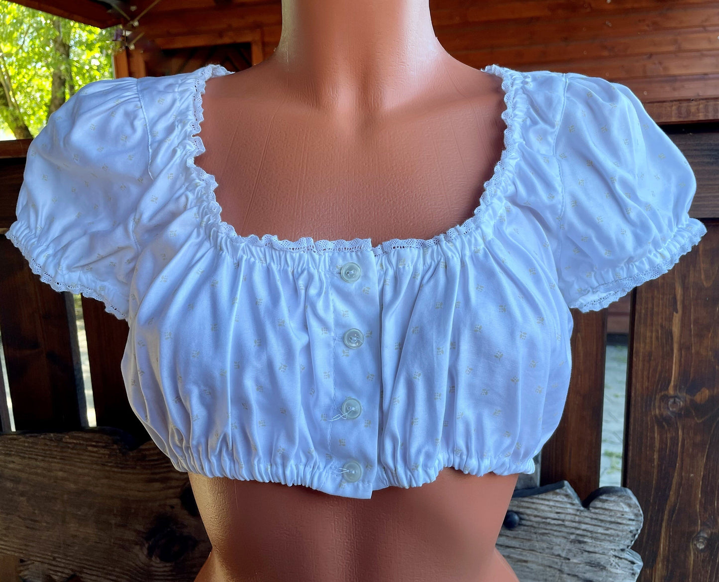 Dirndlbluse Julia Trentini, Lieselotte, weiß, Knöpfe, beige Dirndlblusen Julia Trentini