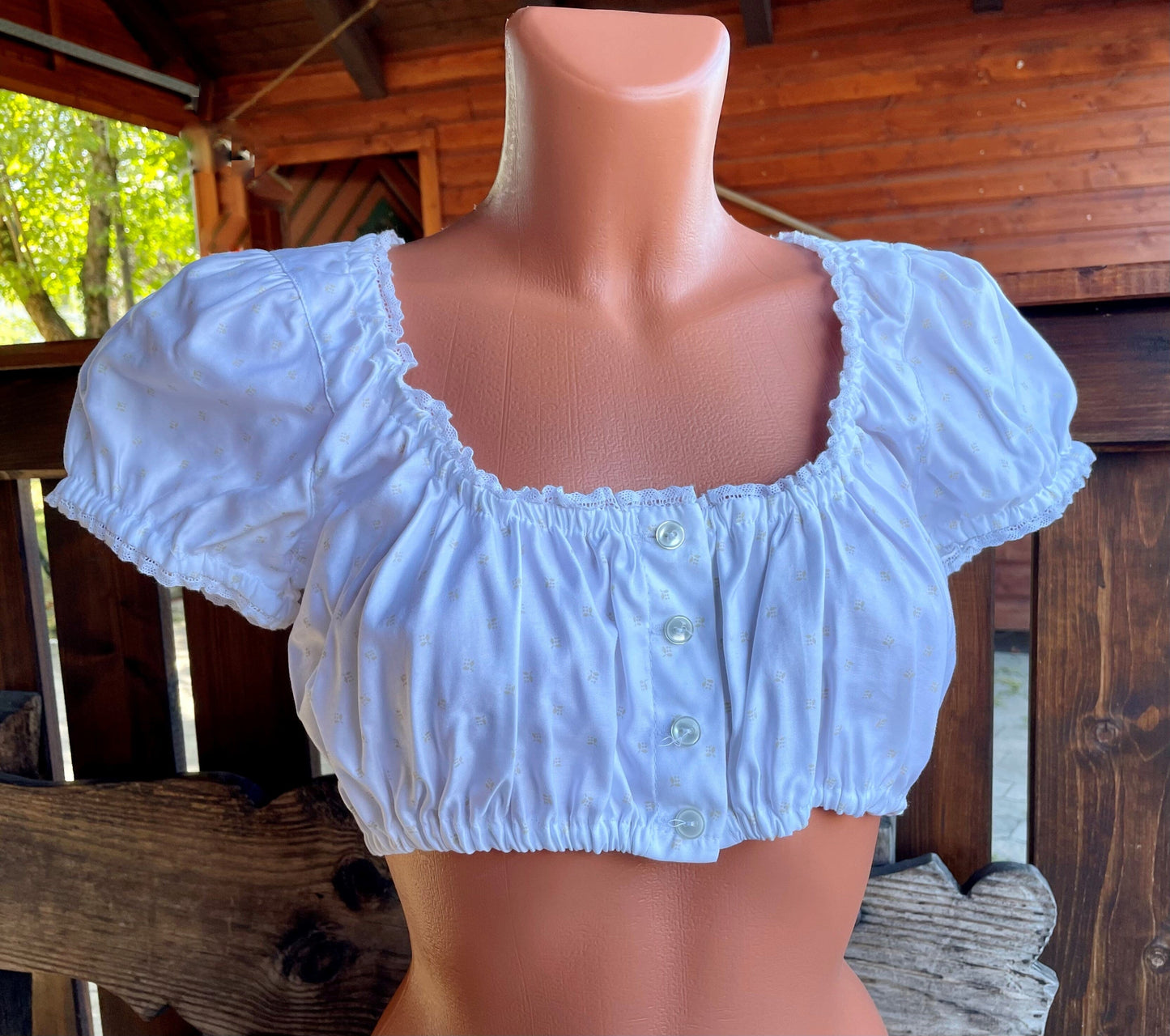 Dirndlbluse Julia Trentini, Lieselotte, weiß, Knöpfe, beige Dirndlblusen Julia Trentini
