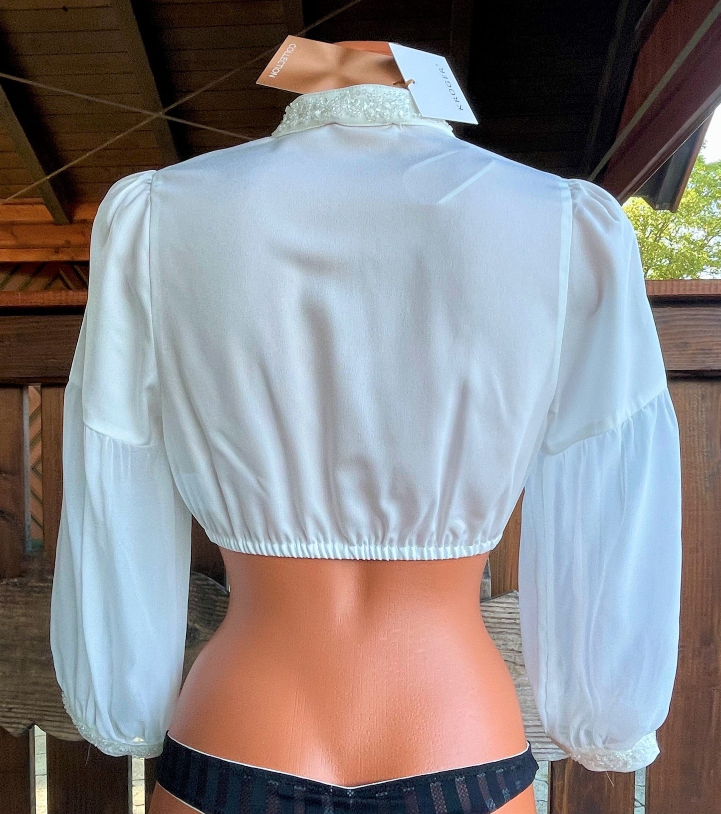 Dirndlbluse Krüger Collection, Anthea, hochgeschlossen, 3/4 Arm, ecru Dirndlblusen Krüger