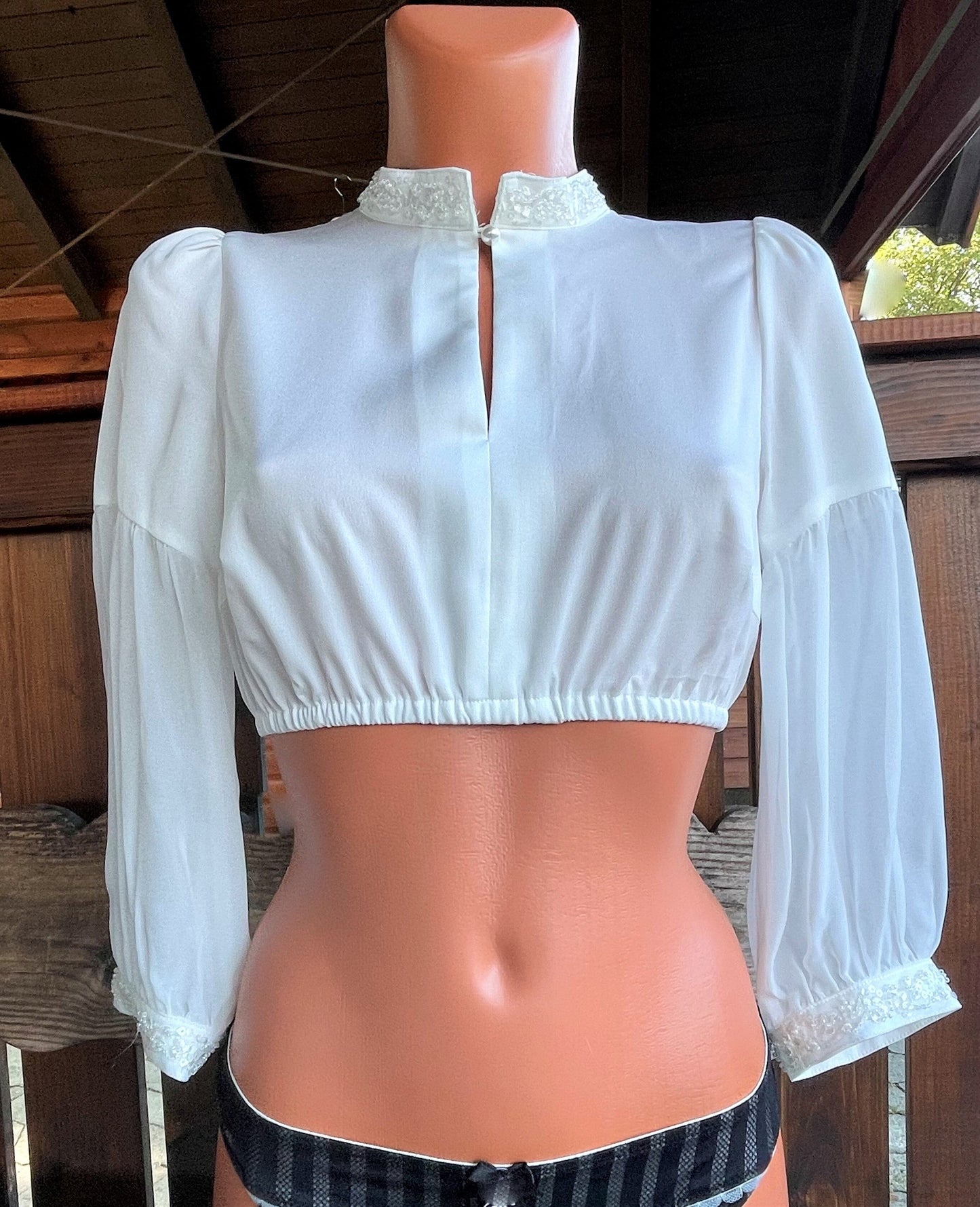 Dirndlbluse Krüger Collection, Anthea, hochgeschlossen, 3/4 Arm, ecru Dirndlblusen Krüger