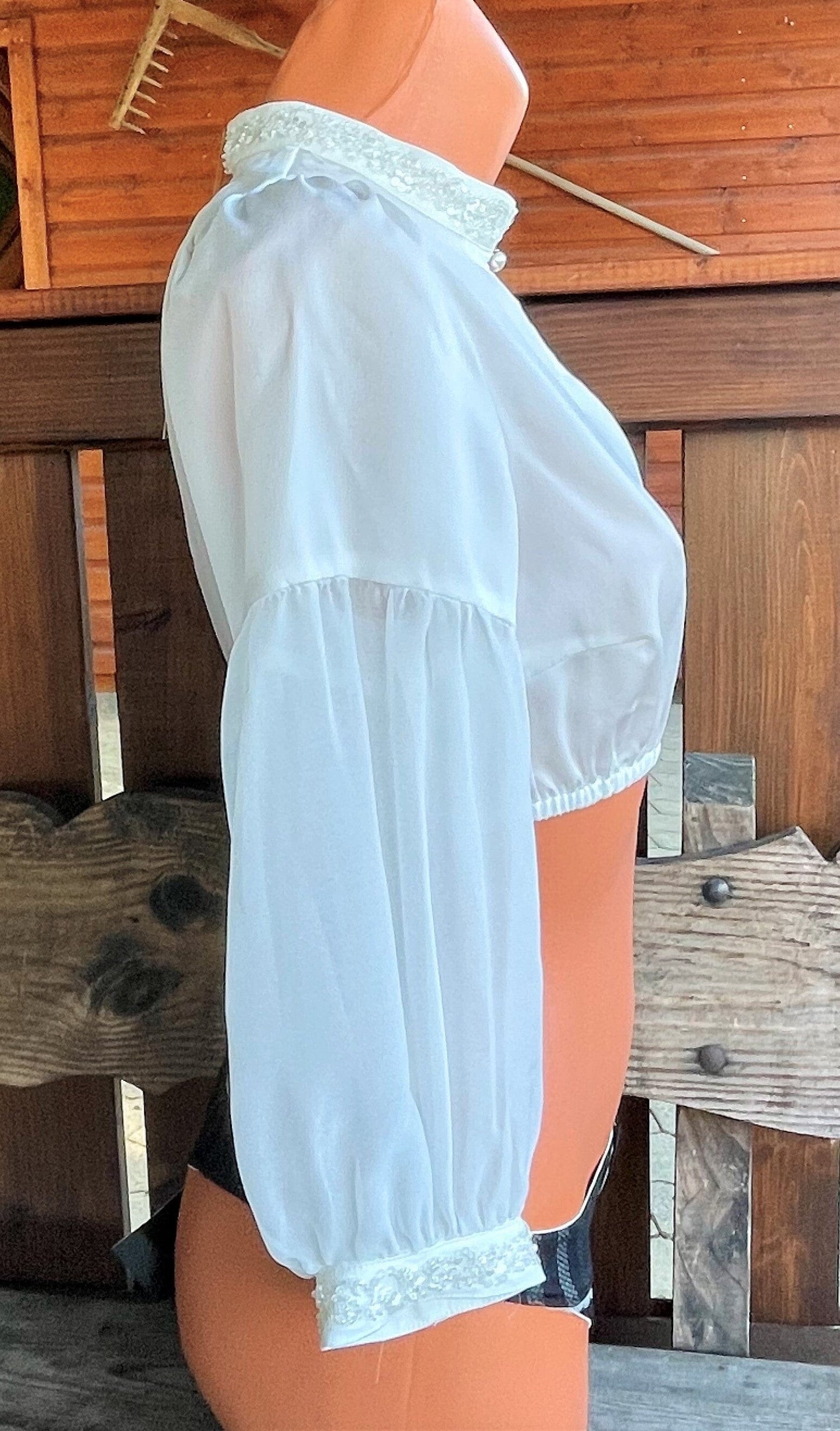 Dirndlbluse Krüger Collection, Anthea, hochgeschlossen, 3/4 Arm, ecru Dirndlblusen Krüger