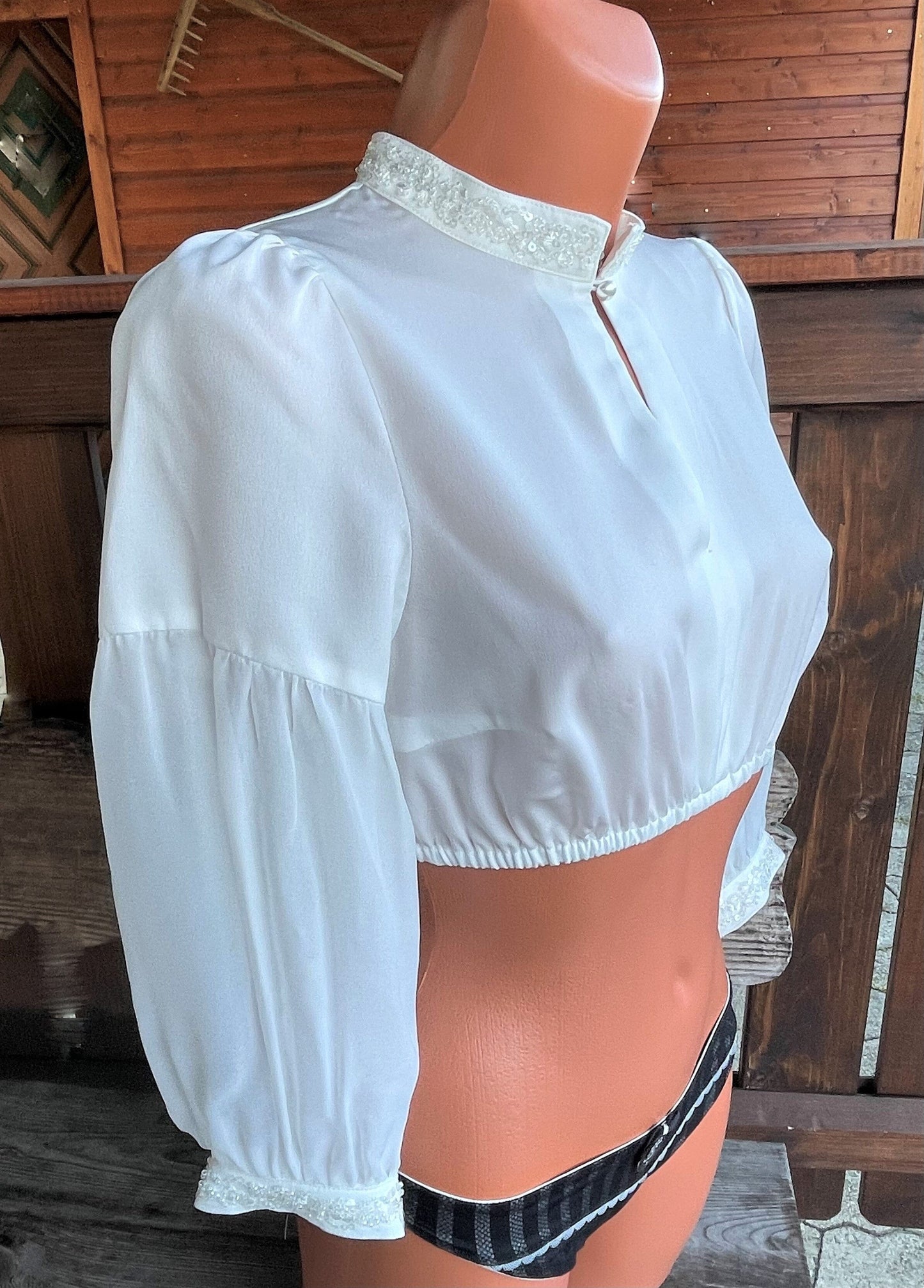 Dirndlbluse Krüger Collection, Anthea, hochgeschlossen, 3/4 Arm, ecru Dirndlblusen Krüger