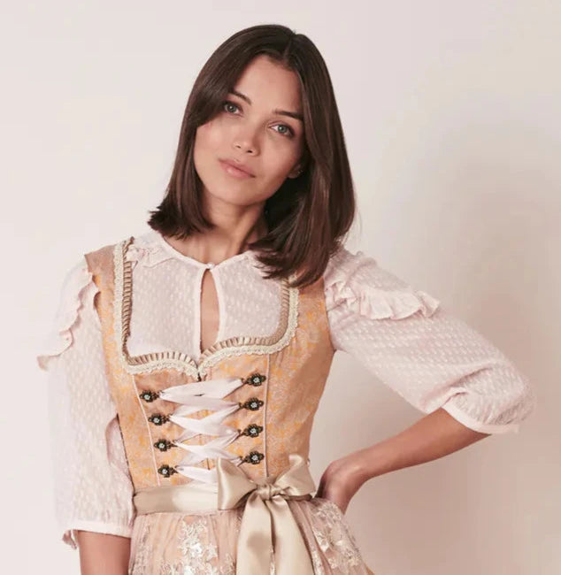 Dirndlbluse Krüger Collection, Darlin, hochgeschlossen, 3/4 Arm, rosa Dirndlblusen Krüger