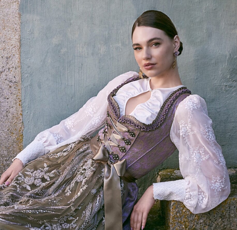 Dirndlbluse Krüger Collection, Dorisa, hochgeschlossen, langarm, ecru Dirndlblusen Krüger