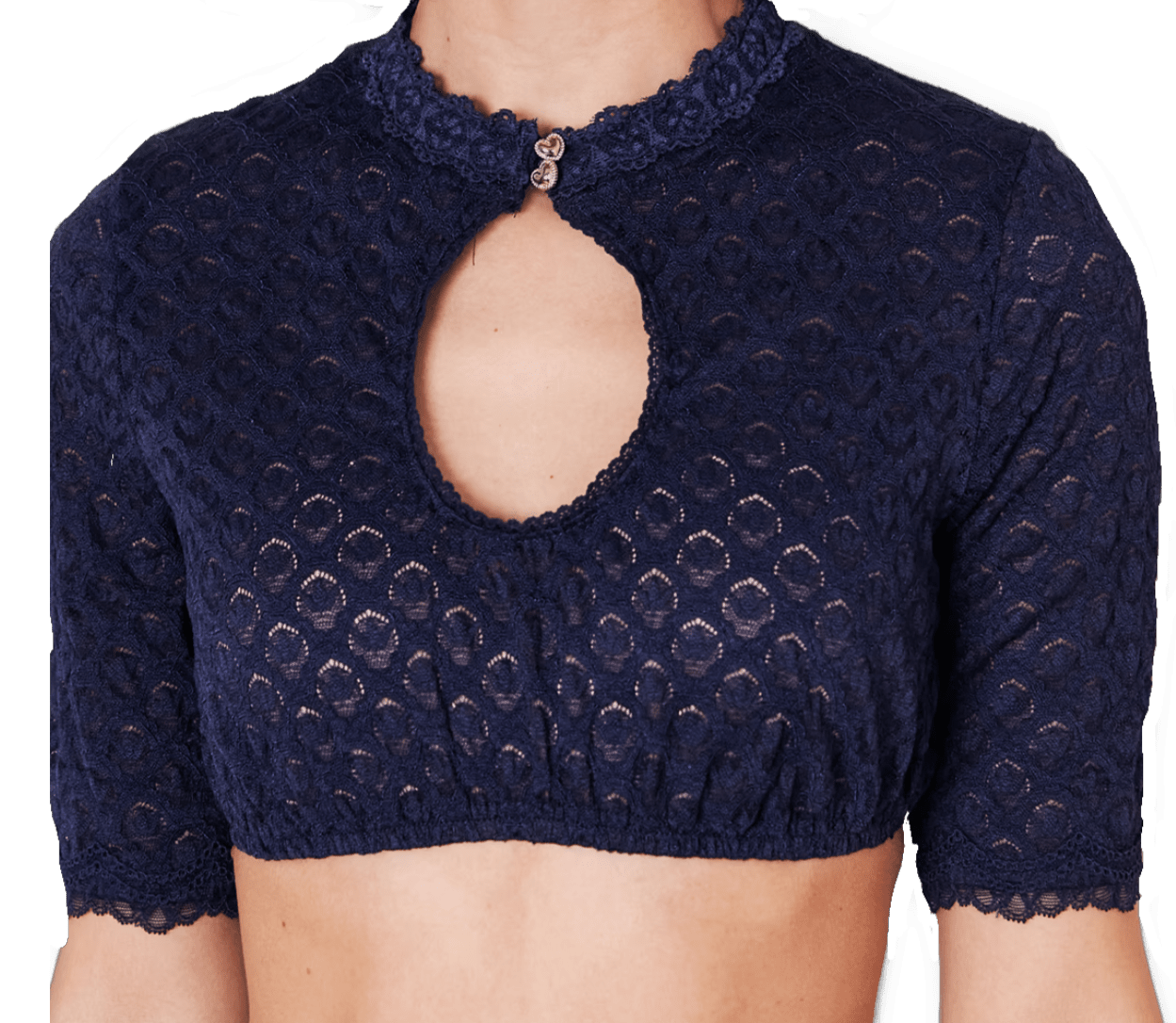 Dirndlbluse Krüger Collection, Franja, hochgeschlossen, halbarm, blau Dirndlblusen Krüger