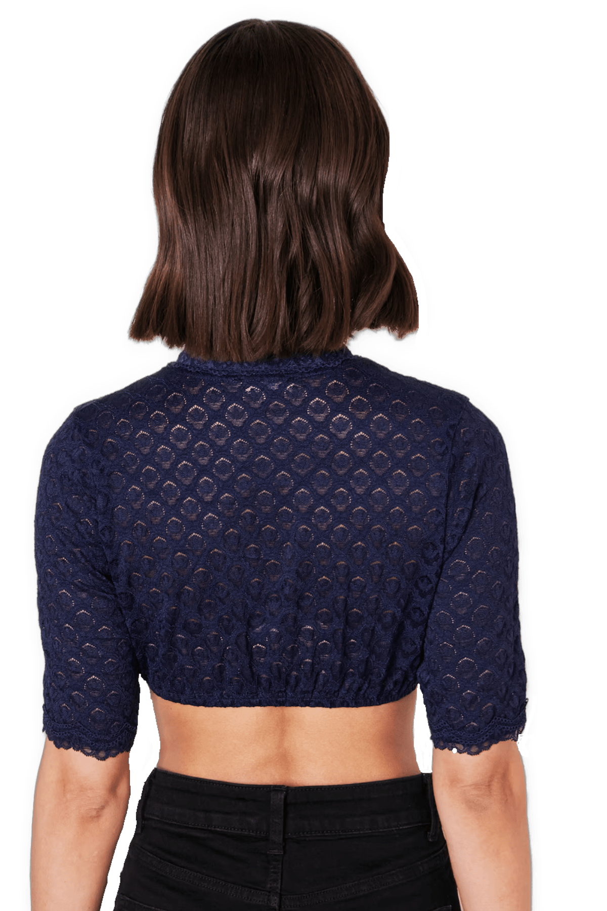 Dirndlbluse Krüger Collection, Franja, hochgeschlossen, halbarm, blau Dirndlblusen Krüger