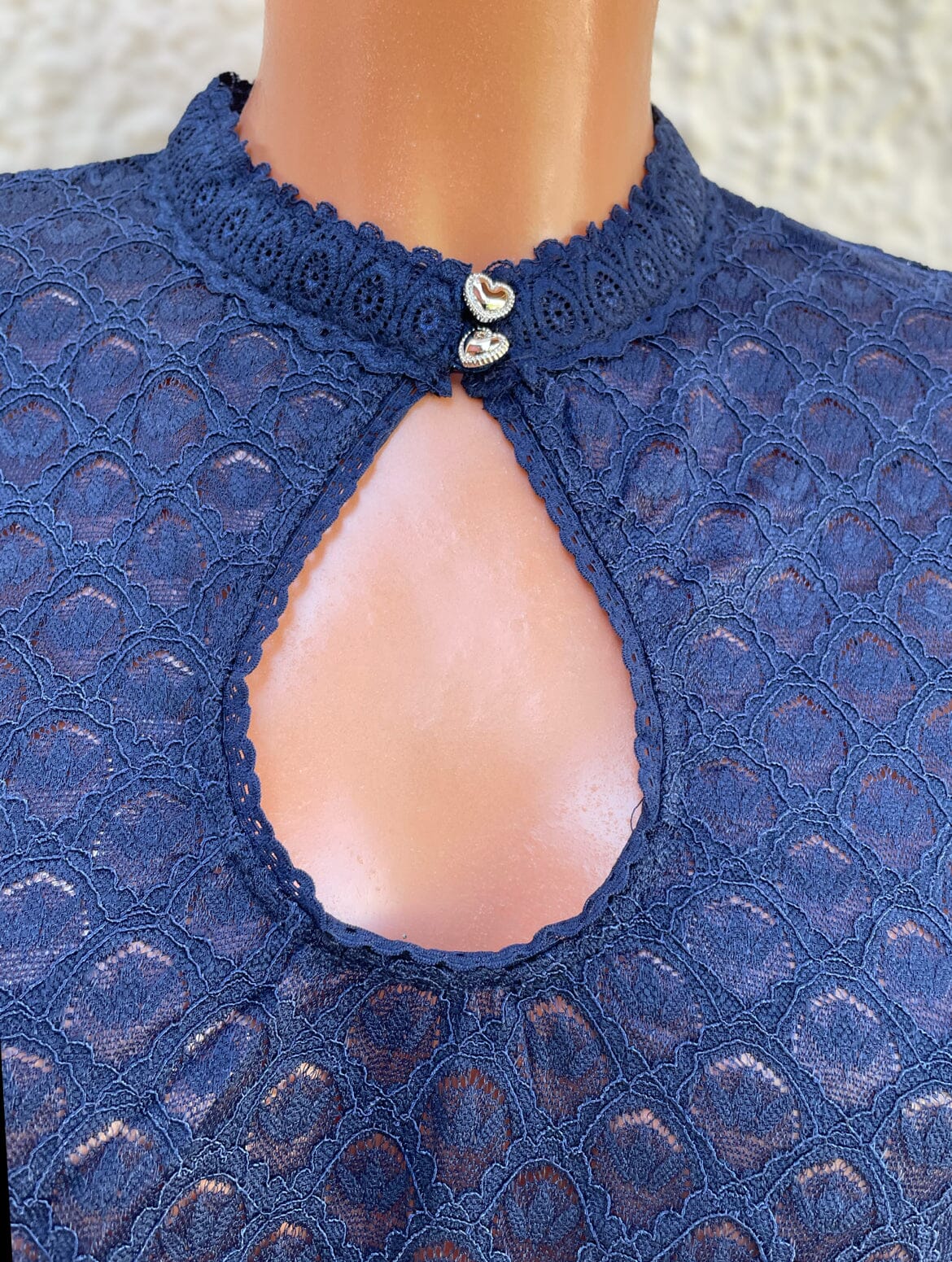 Dirndlbluse Krüger Collection, Franja, hochgeschlossen, halbarm, blau Dirndlblusen Krüger