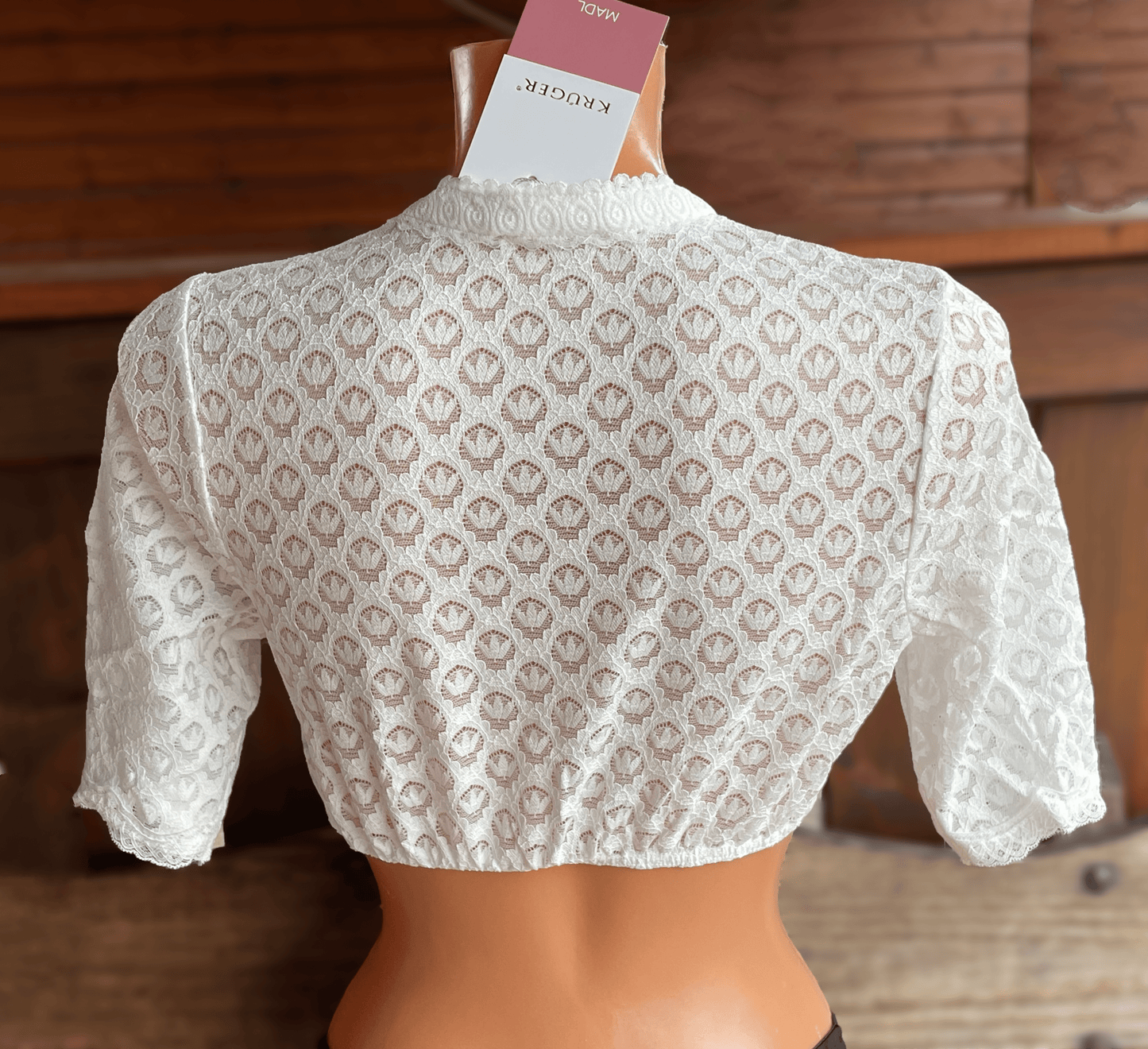 Dirndlbluse Krüger Collection, , hochgeschlossen, halbarm, ecru, Franja Dirndlblusen Krüger