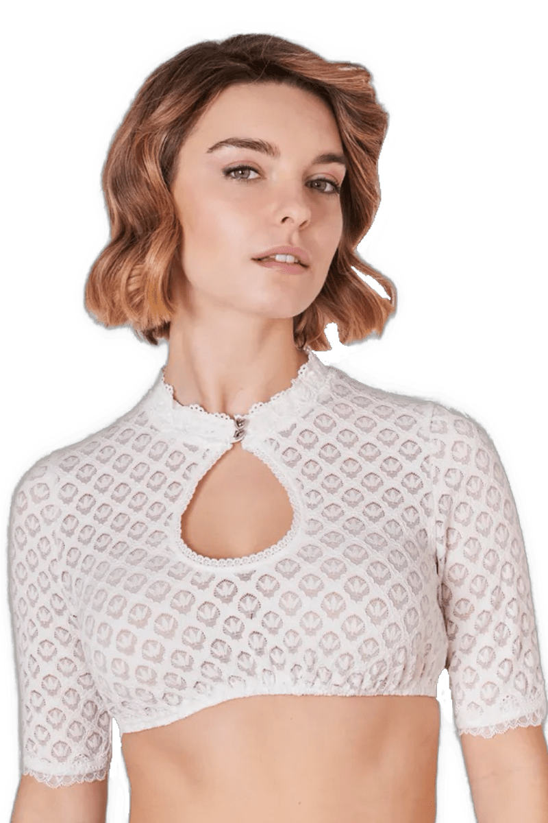 Dirndlbluse Krüger Collection, , hochgeschlossen, halbarm, ecru, Franja Dirndlblusen Krüger