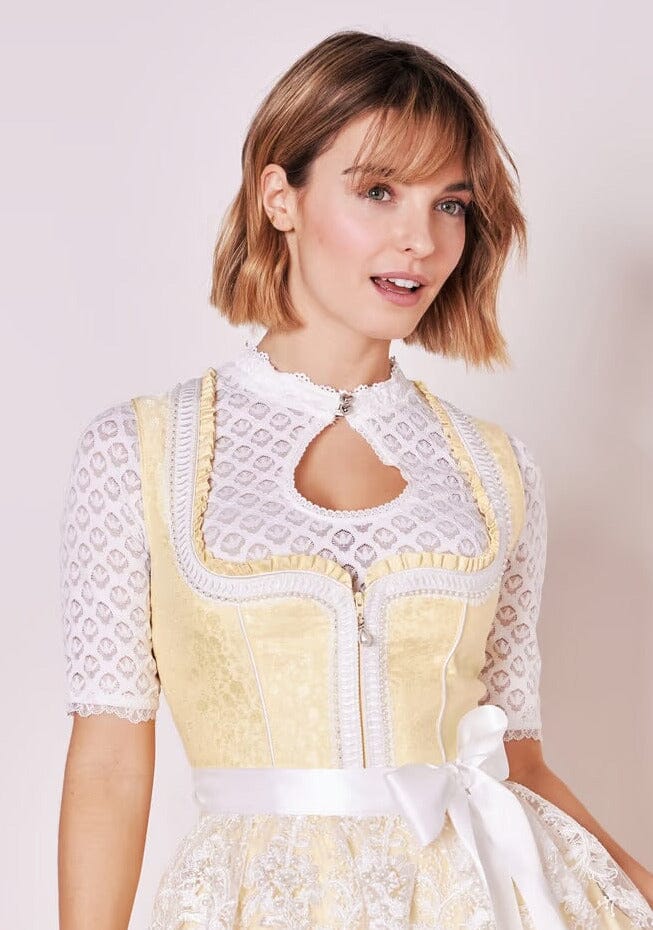 Dirndlbluse Krüger Collection, , hochgeschlossen, halbarm, ecru, Franja Dirndlblusen Krüger