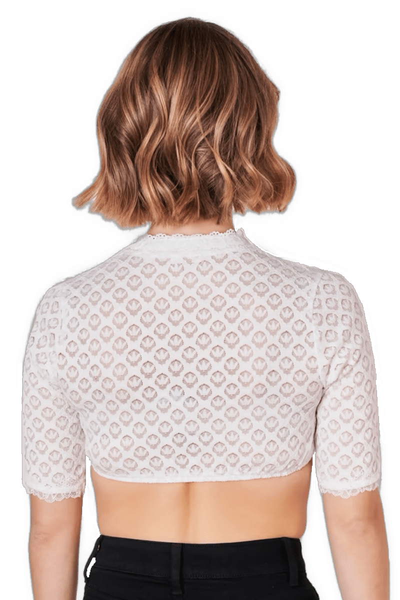 Dirndlbluse Krüger Collection, , hochgeschlossen, halbarm, ecru, Franja Dirndlblusen Krüger