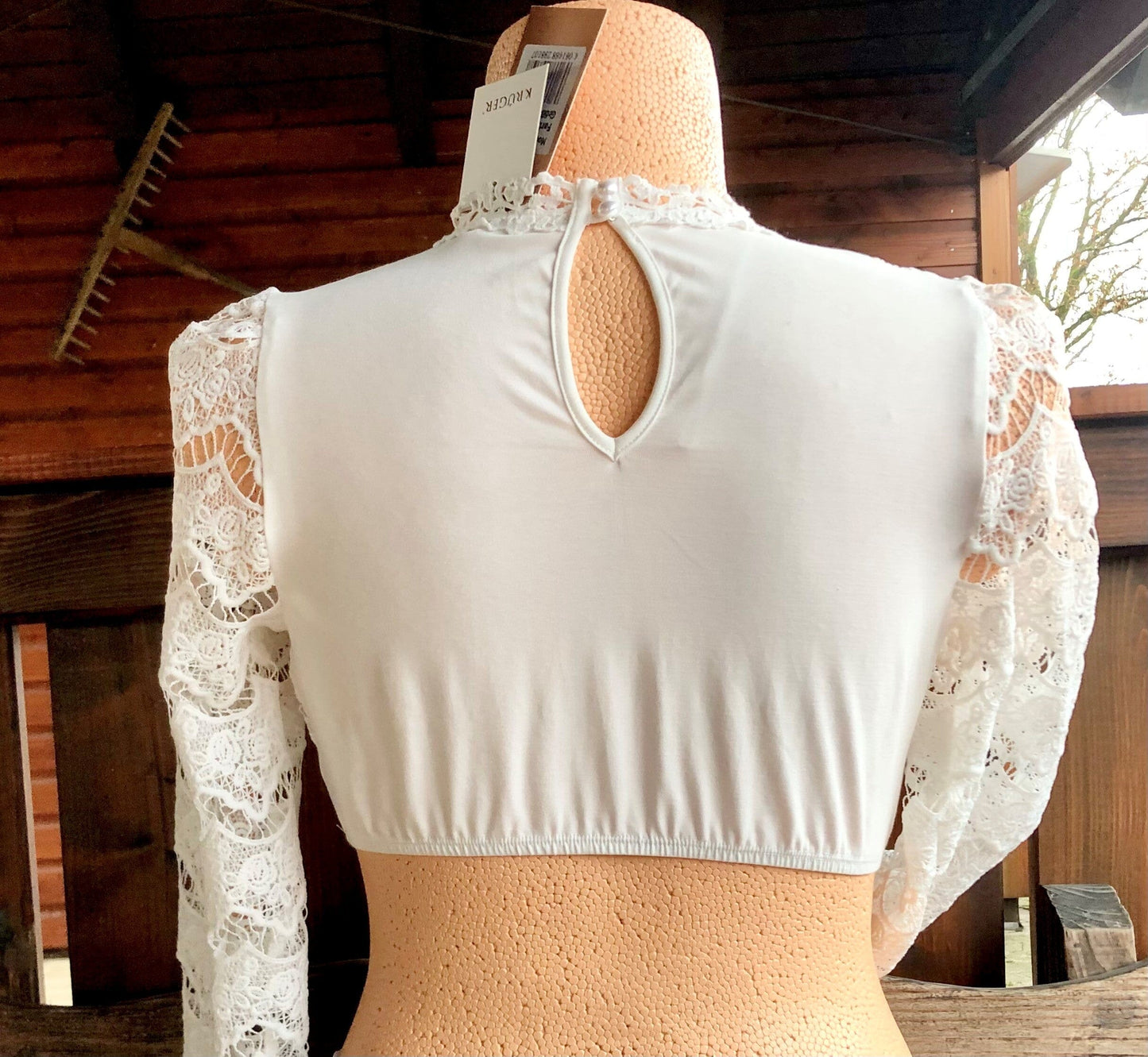 Dirndlbluse Krüger Collection, Julie, Spitze, langarm, ecru Dirndlblusen Krüger