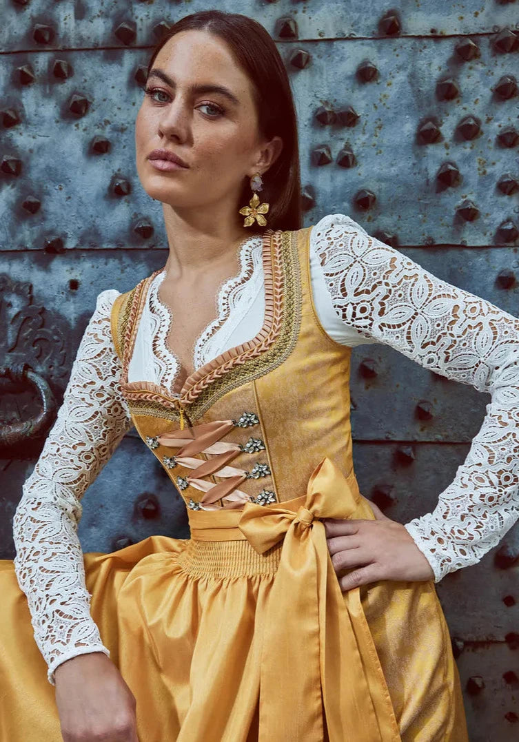 Dirndlbluse Krüger Collection, langarm, Céleste, V- Ausschnitt Dirndlblusen Krüger