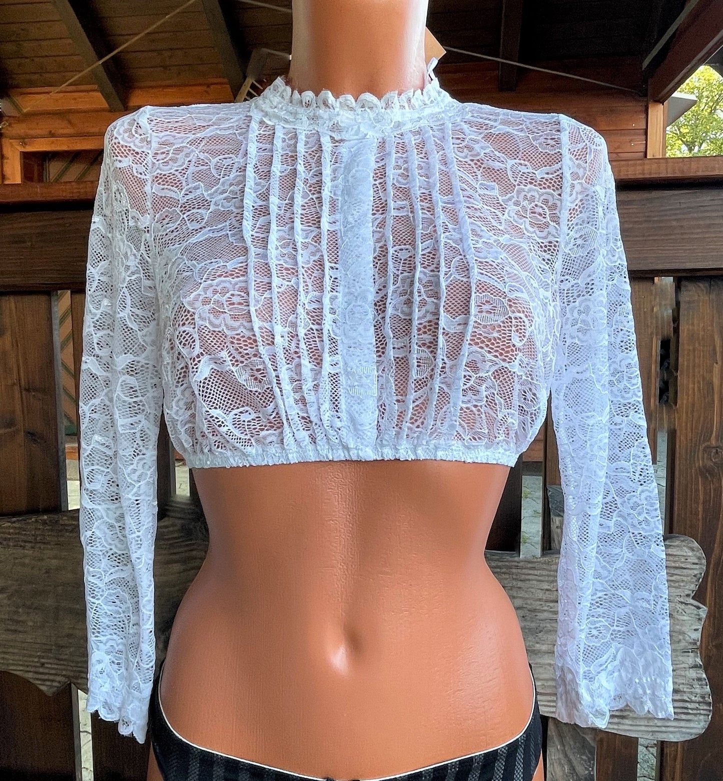 Dirndlbluse Krüger Collection, Margareta, hochgeschlossen, 3/4 Arm, weiß Dirndlblusen Krüger