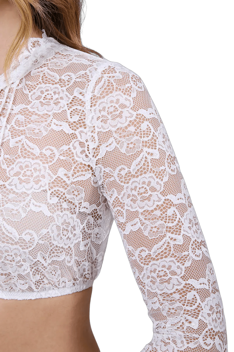 Dirndlbluse Krüger Collection, Margareta, hochgeschlossen, 3/4 Arm, weiß Dirndlblusen Krüger