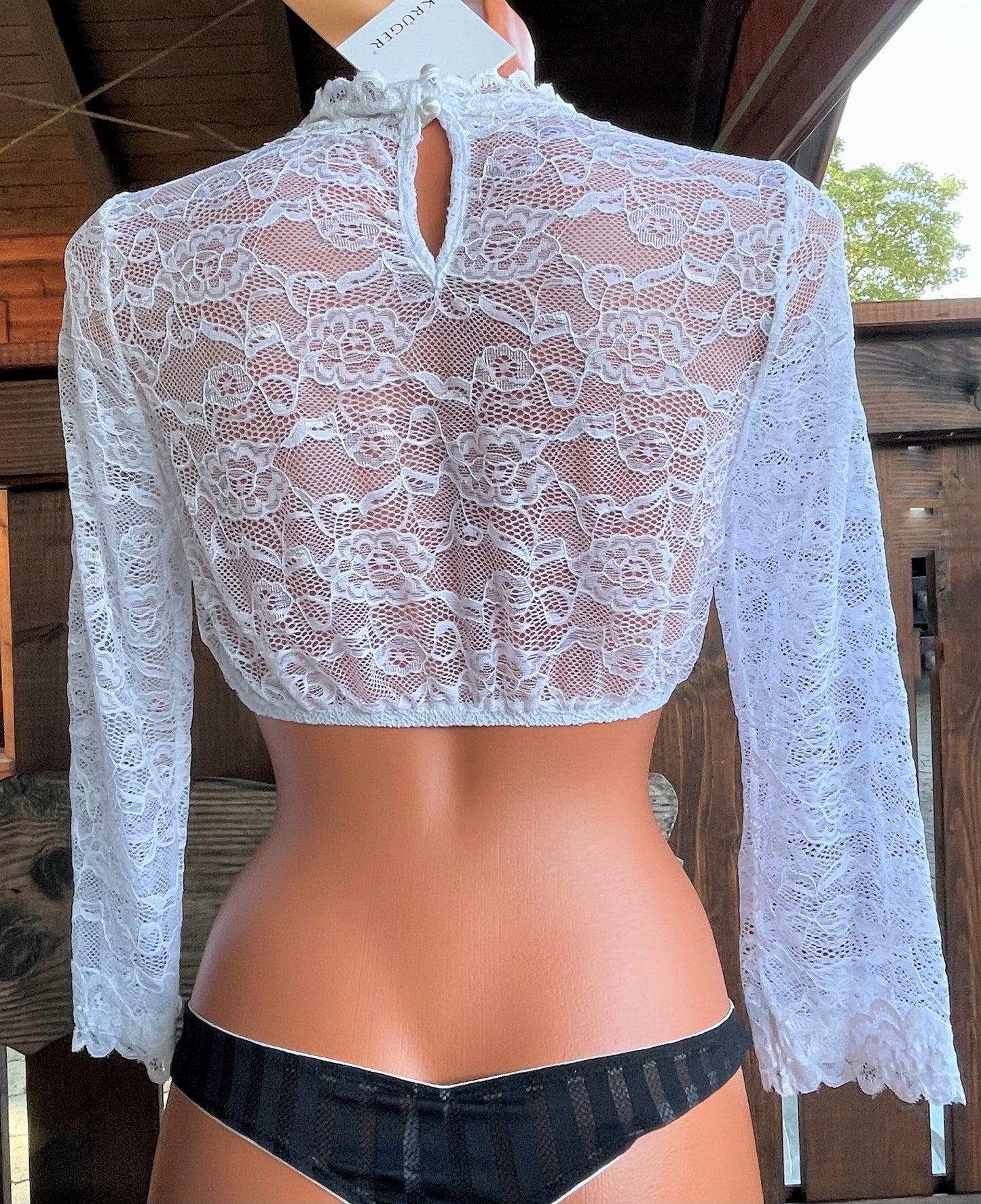 Dirndlbluse Krüger Collection, Margareta, hochgeschlossen, 3/4 Arm, weiß Dirndlblusen Krüger