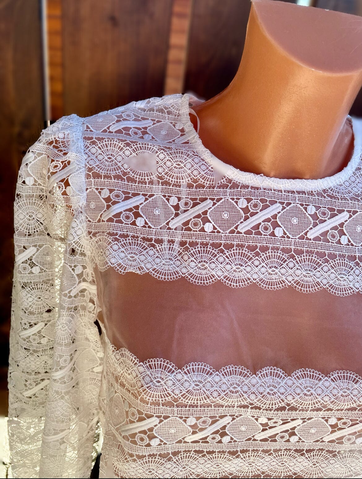 Dirndlbluse Krüger Collection, Melati, Spitze, langarm, ecru Dirndlblusen Krüger