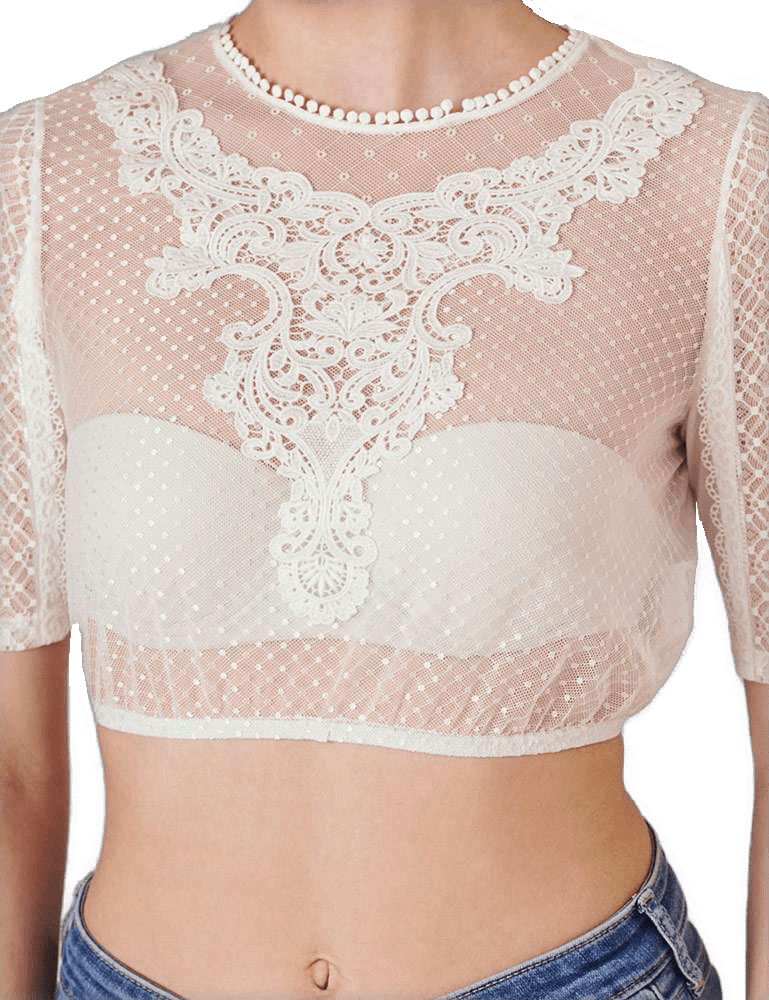Dirndlbluse Krüger Collections, Guiliana, ecru, hochgeschlossen Dirndlblusen Krüger